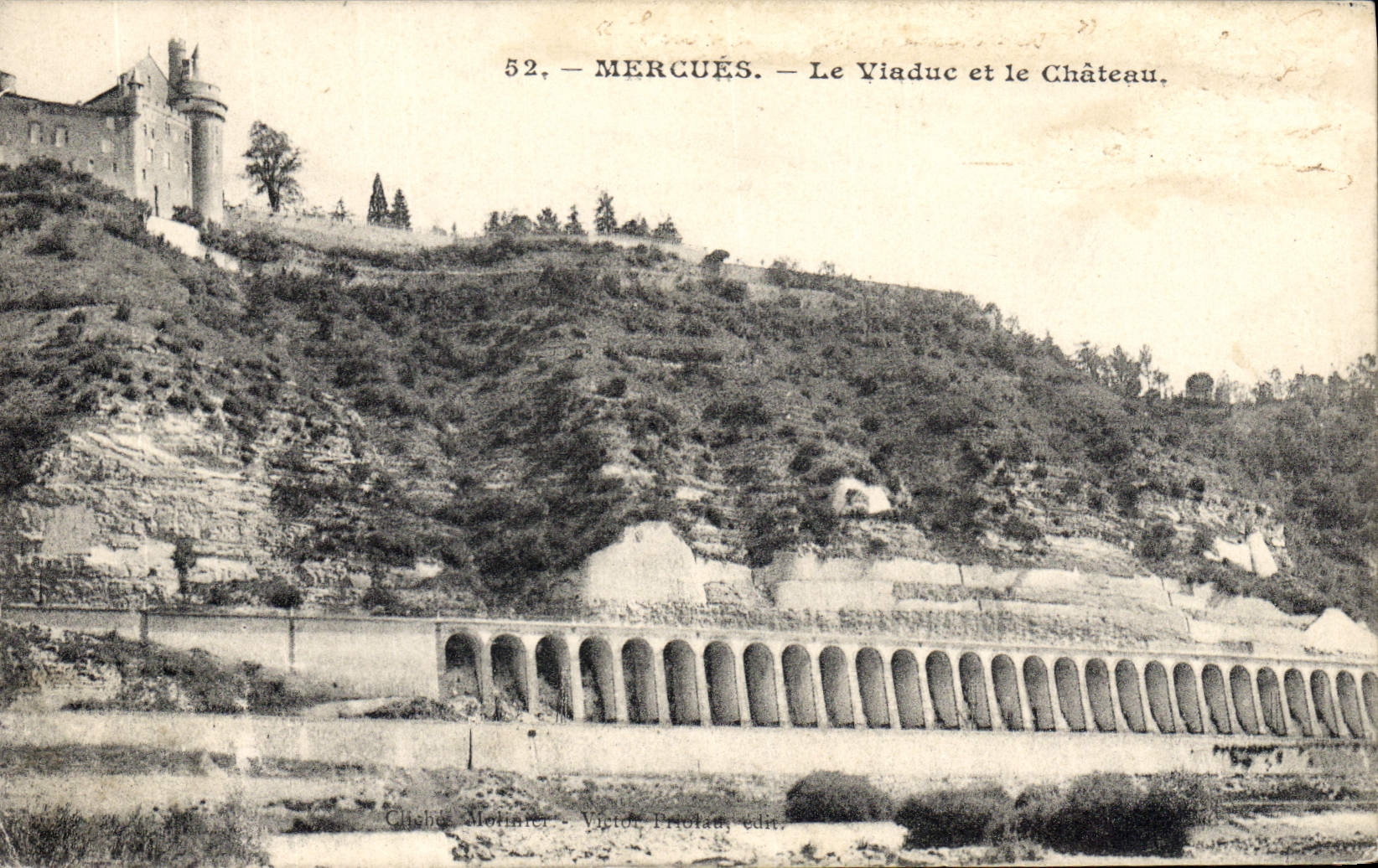 VINTAGE POSTCARD Mercues the Viaduct And the Castle