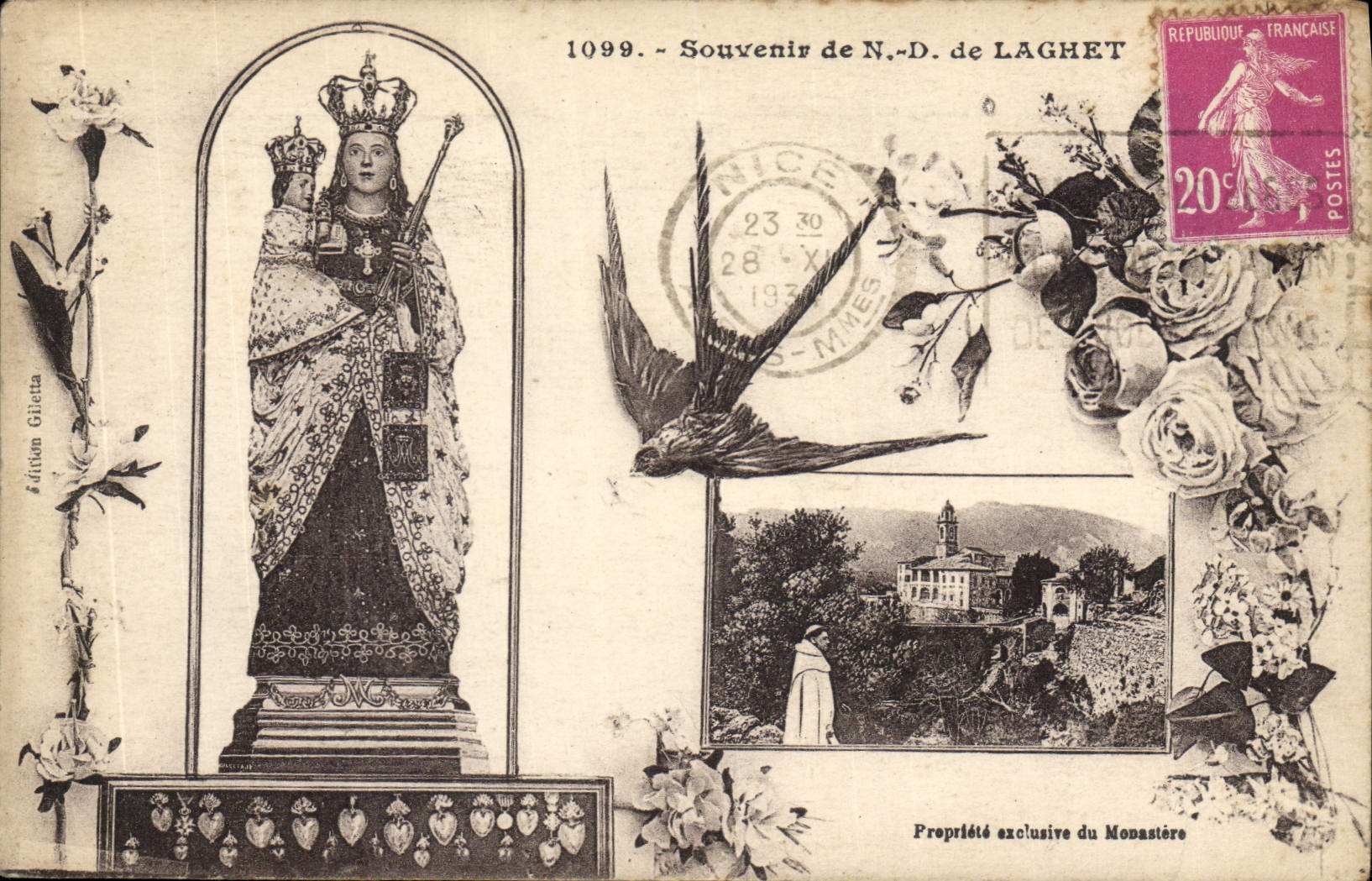 VINTAGE POSTCARD To remember Of ND of Laghet