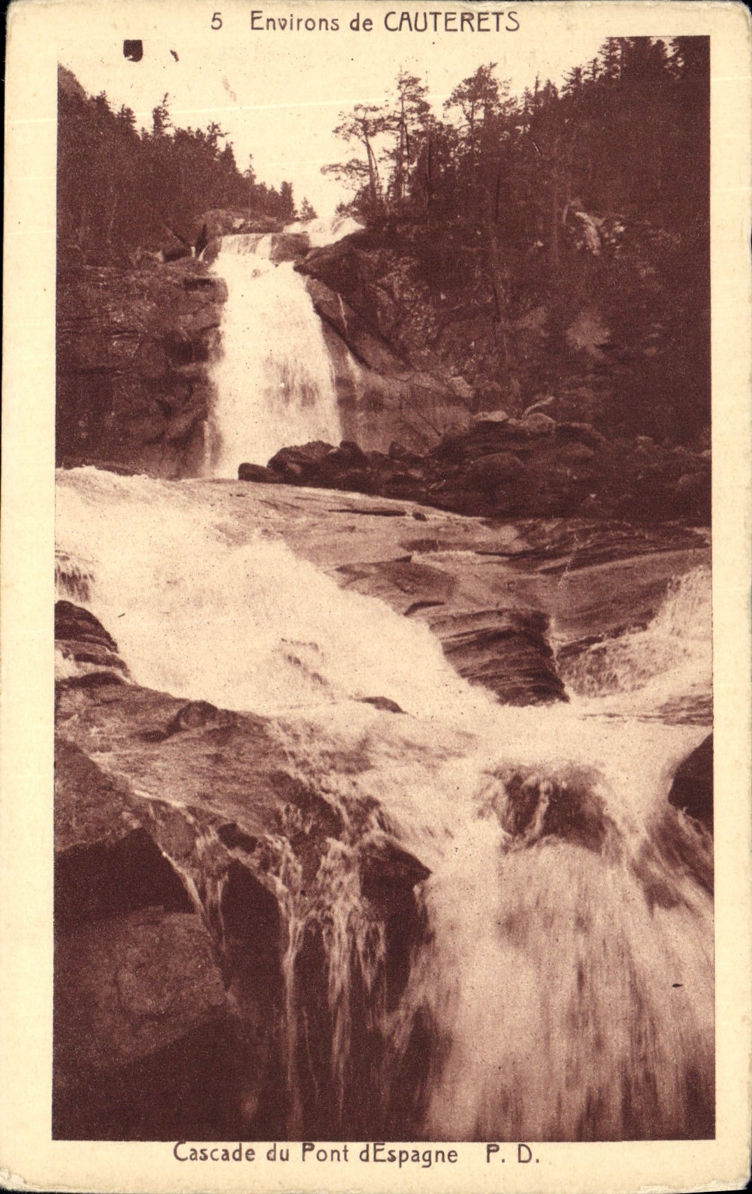 VINTAGE POSTCARD Environs De Cauterets Cascades Of the Bridge Of Spain