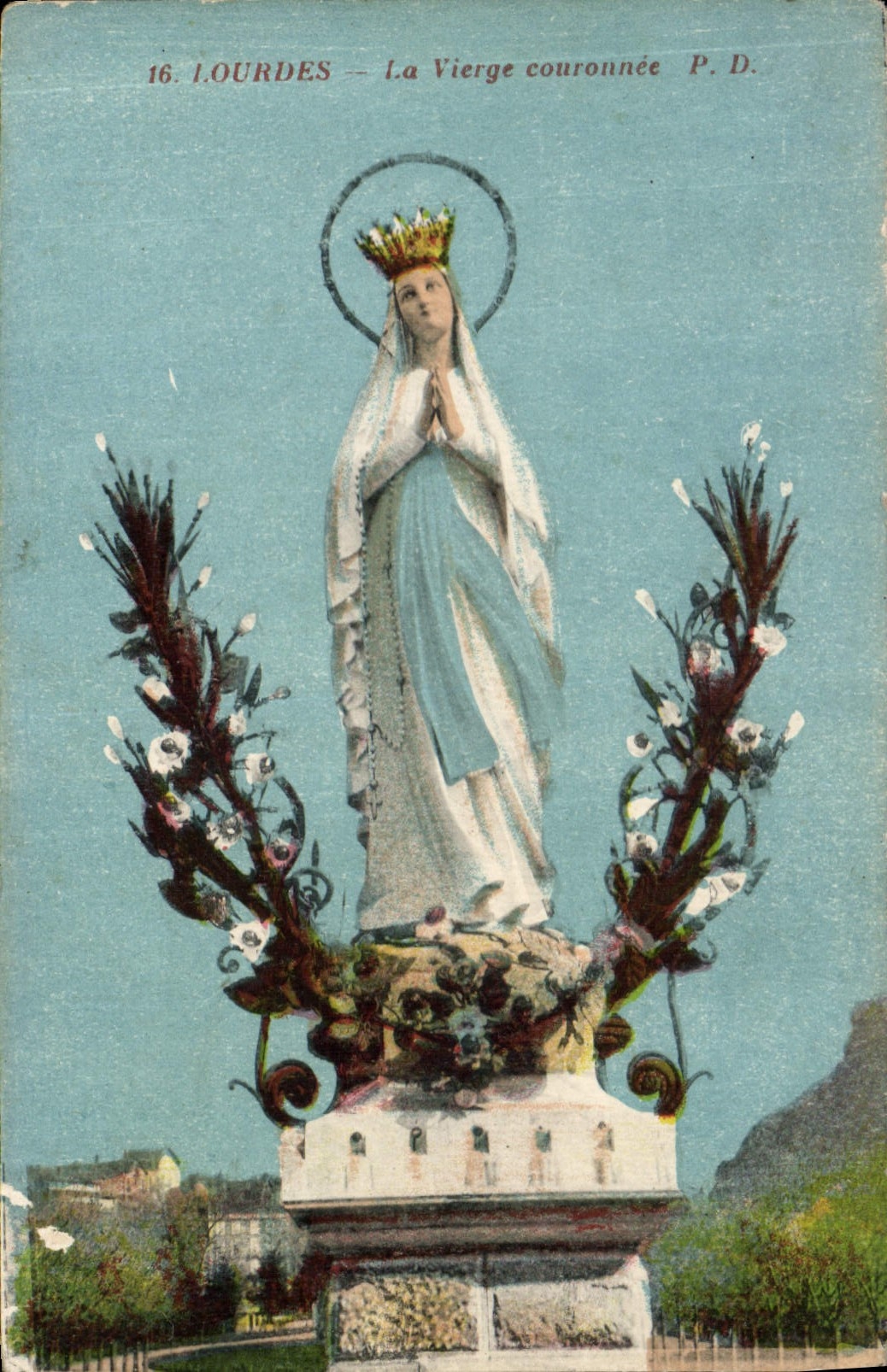 POSTAL de la VENDIMIA pesada la Virgen de Couronnee