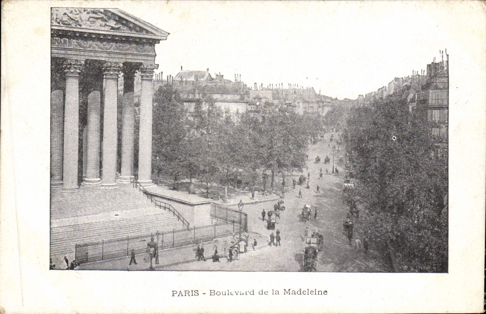 VINTAGE POSTCARD Paris Boulevard Of the Madeleine