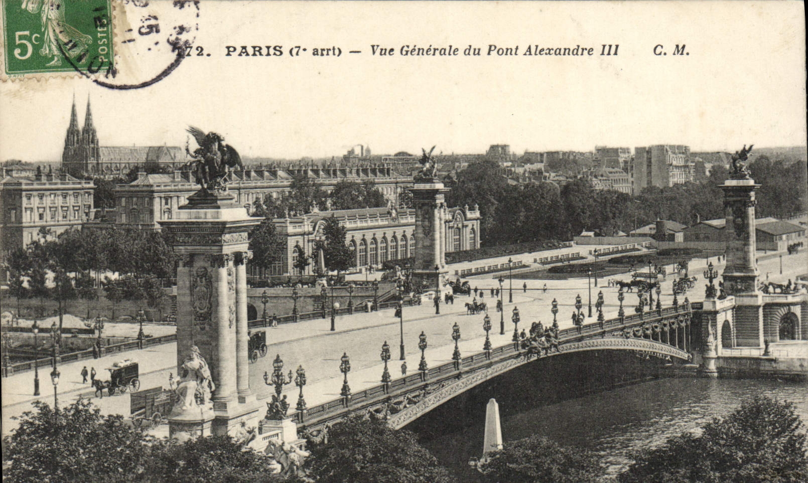 CPA Paris Vue Generale Du Pont Alexandre III