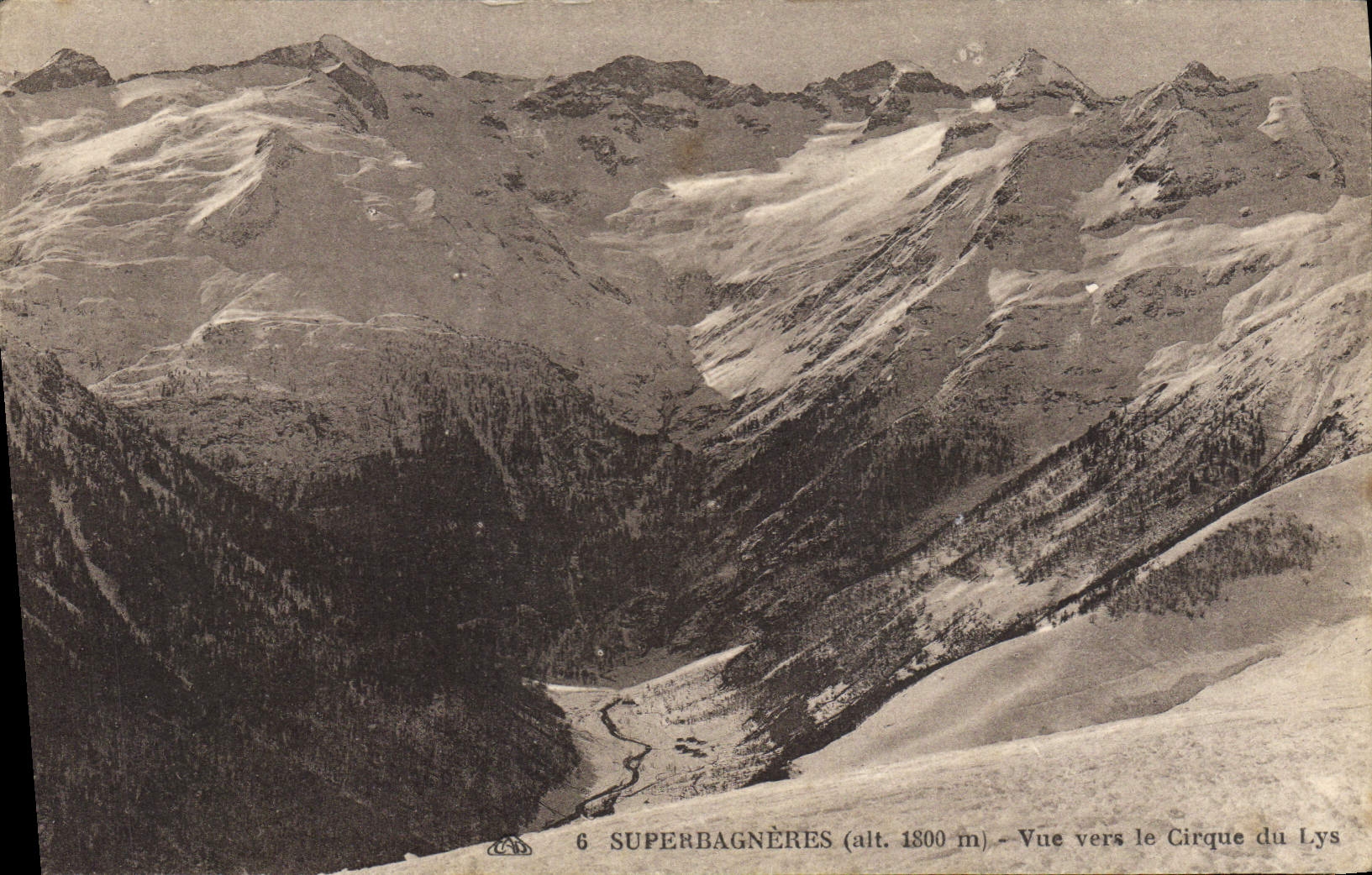 VINTAGE POSTCARD Superbagneres Seen Towards the Circus Of the Lily