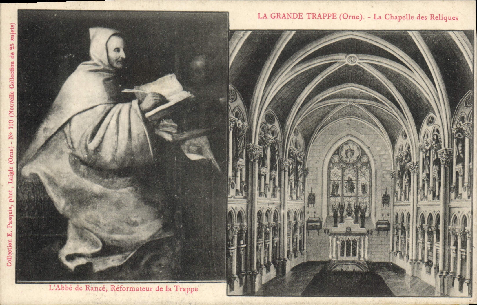 POSTAL de la VENDIMIA la puerta de trampa grande La Chapelle del abad de las reliquias del reformador rancio de la puerta de trampa