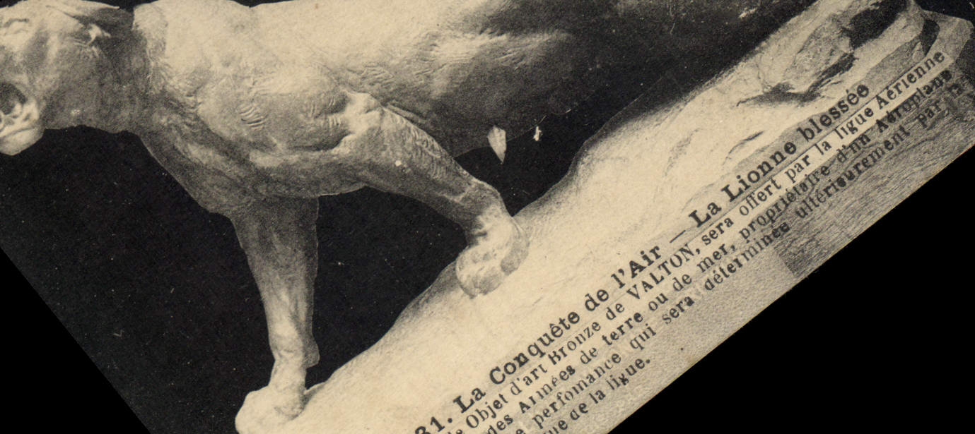 VINTAGE POSTCARD the Conquest De I' Air the lioness wounds Lion Valton