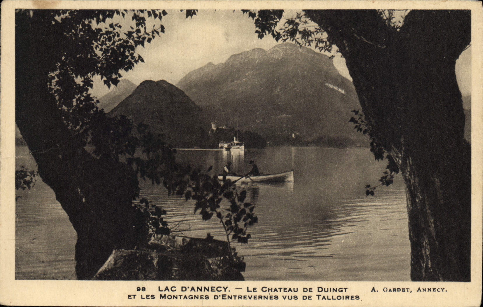 CPA Lac D'Annecy Le Chateau De Duingt et les montagnes d'Entrevernes vus de Talloires