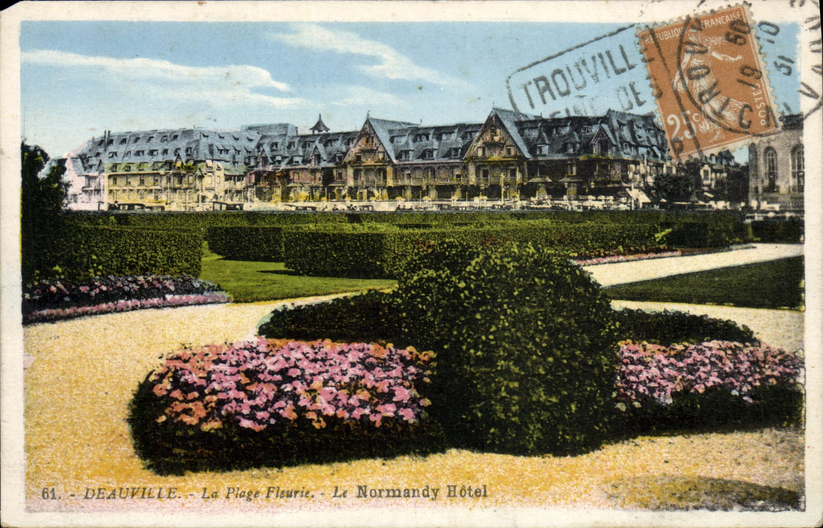VINTAGE POSTCARD Deauville the Flowered Beach Normandy Hotel