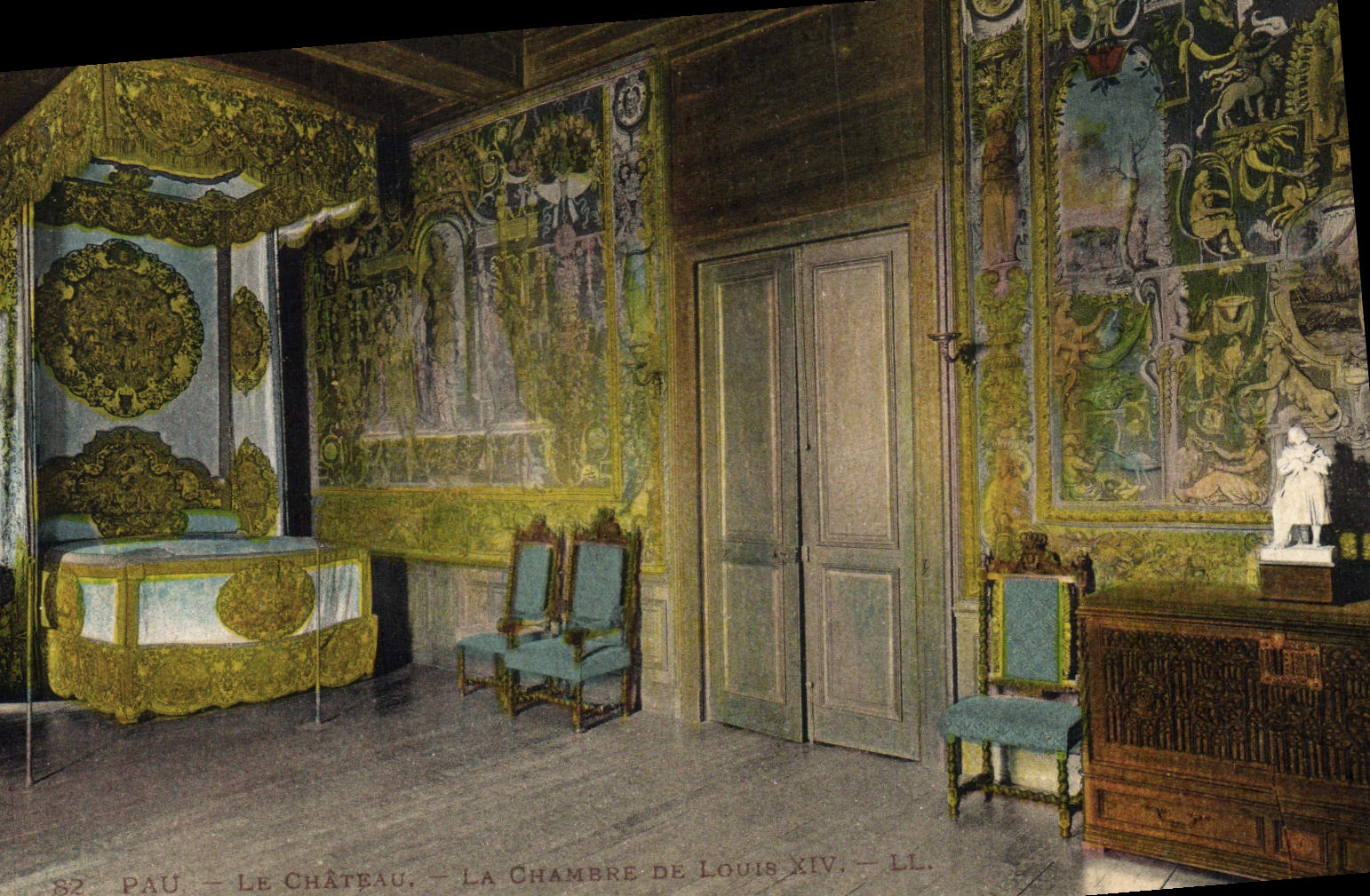 POSTAL Pau de la VENDIMIA el castillo el cuarto de Louis XIV