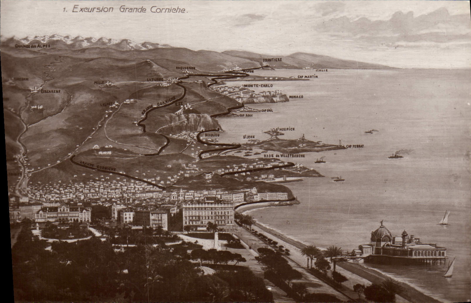 Cornisa grande de la excursión de la POSTAL de la VENDIMIA