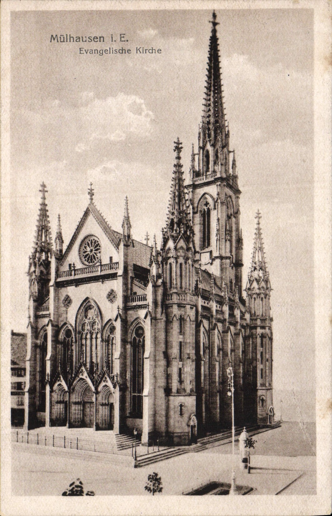 VINTAGE POSTCARD Mulhausen Evangelische Kirche