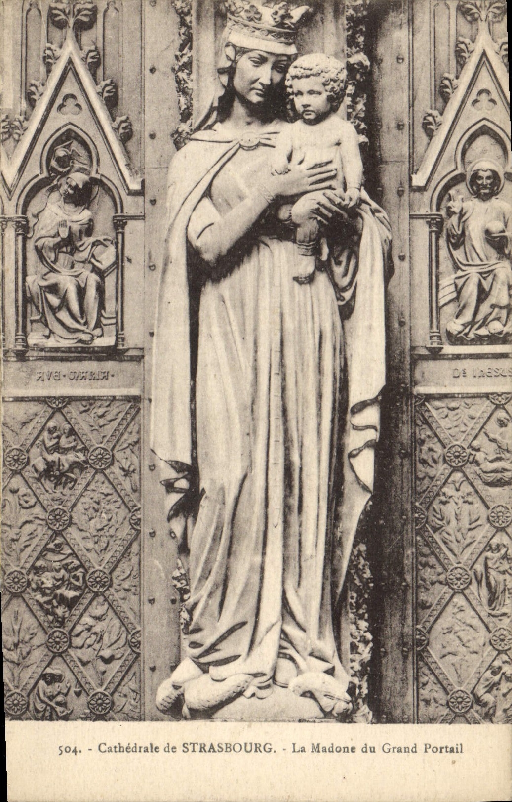 POSTAL Estrasburgo de la VENDIMIA el Madonna de la puerta grande