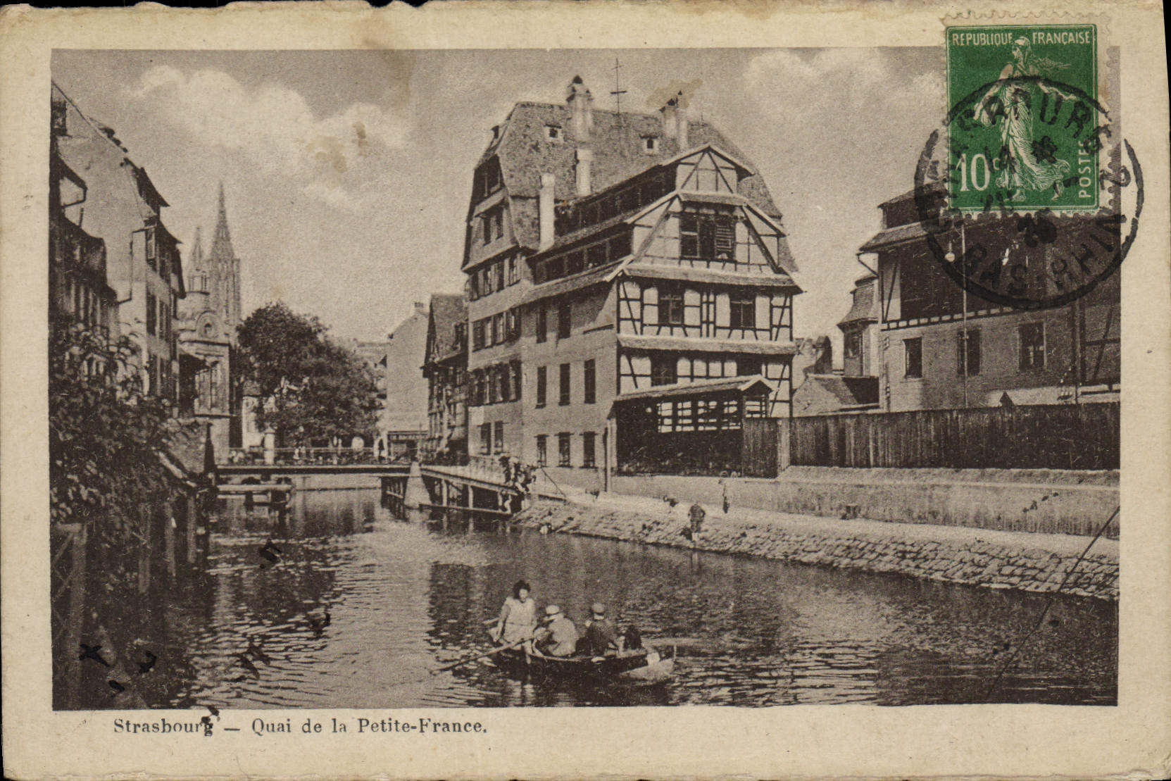 POSTAL Estrasburgo Quay de la VENDIMIA de pequeña Francia