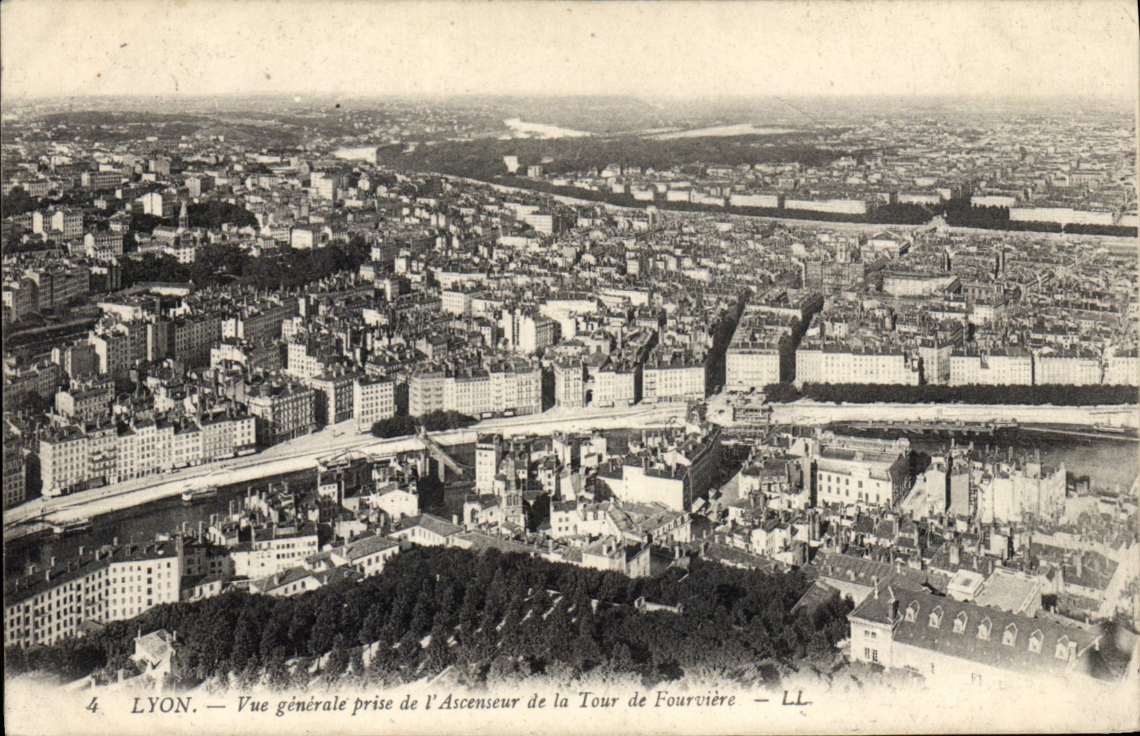 VINTAGE POSTCARD Lyon View Taken De I' Ascenseur Of the Tower De Fourviere