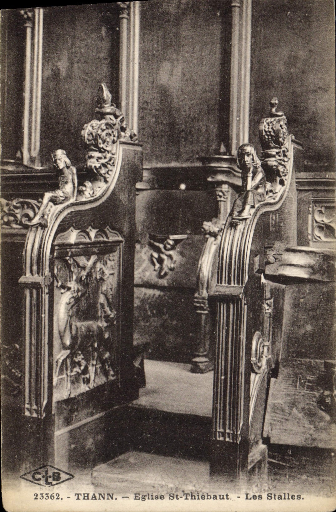 VINTAGE POSTCARD Thann Church St Thiebaut Stalls