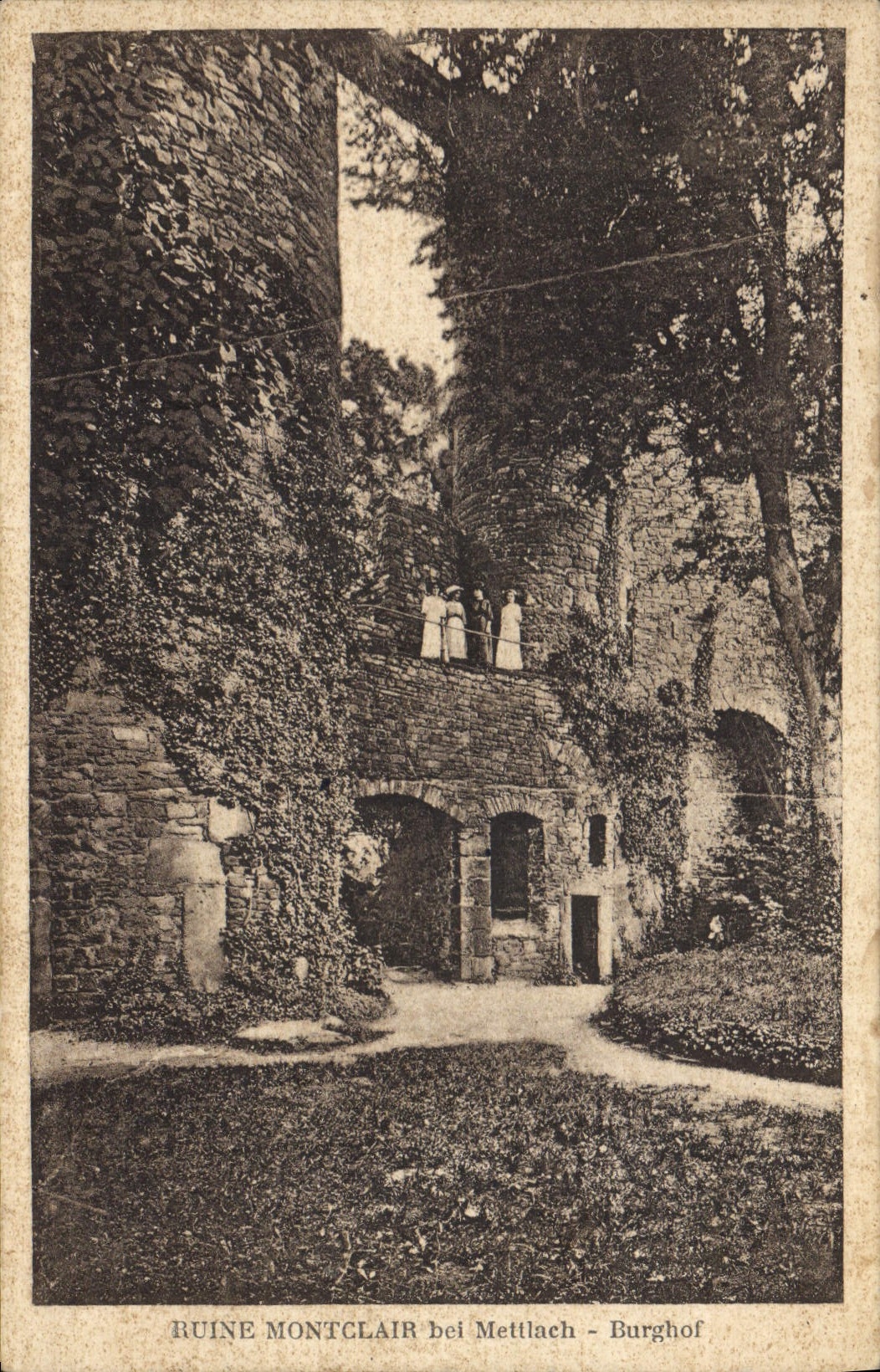 VINTAGE POSTCARD Ruin Montclair EIB Mettlach Burghof