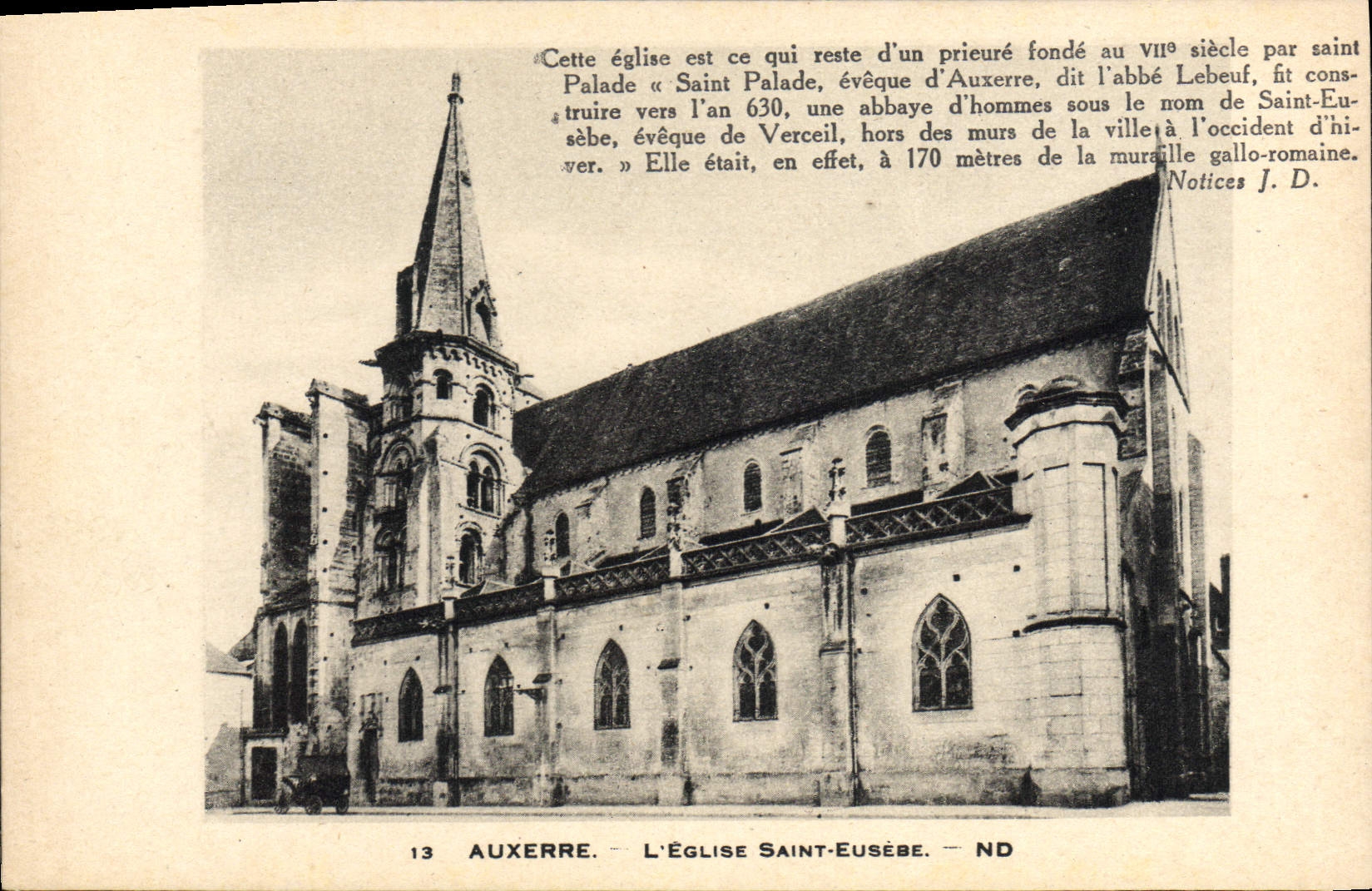 VINTAGE POSTCARD Auxerre the Church Holy Eusebe