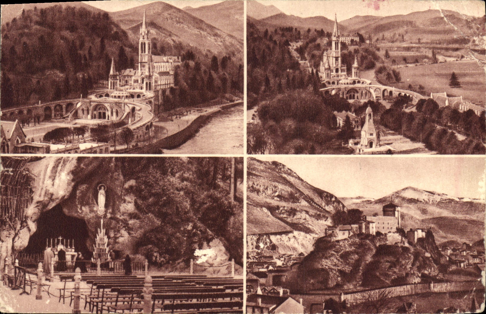 POSTAL de la VENDIMIA pesada la basílica la cueva y el castillo fuerte