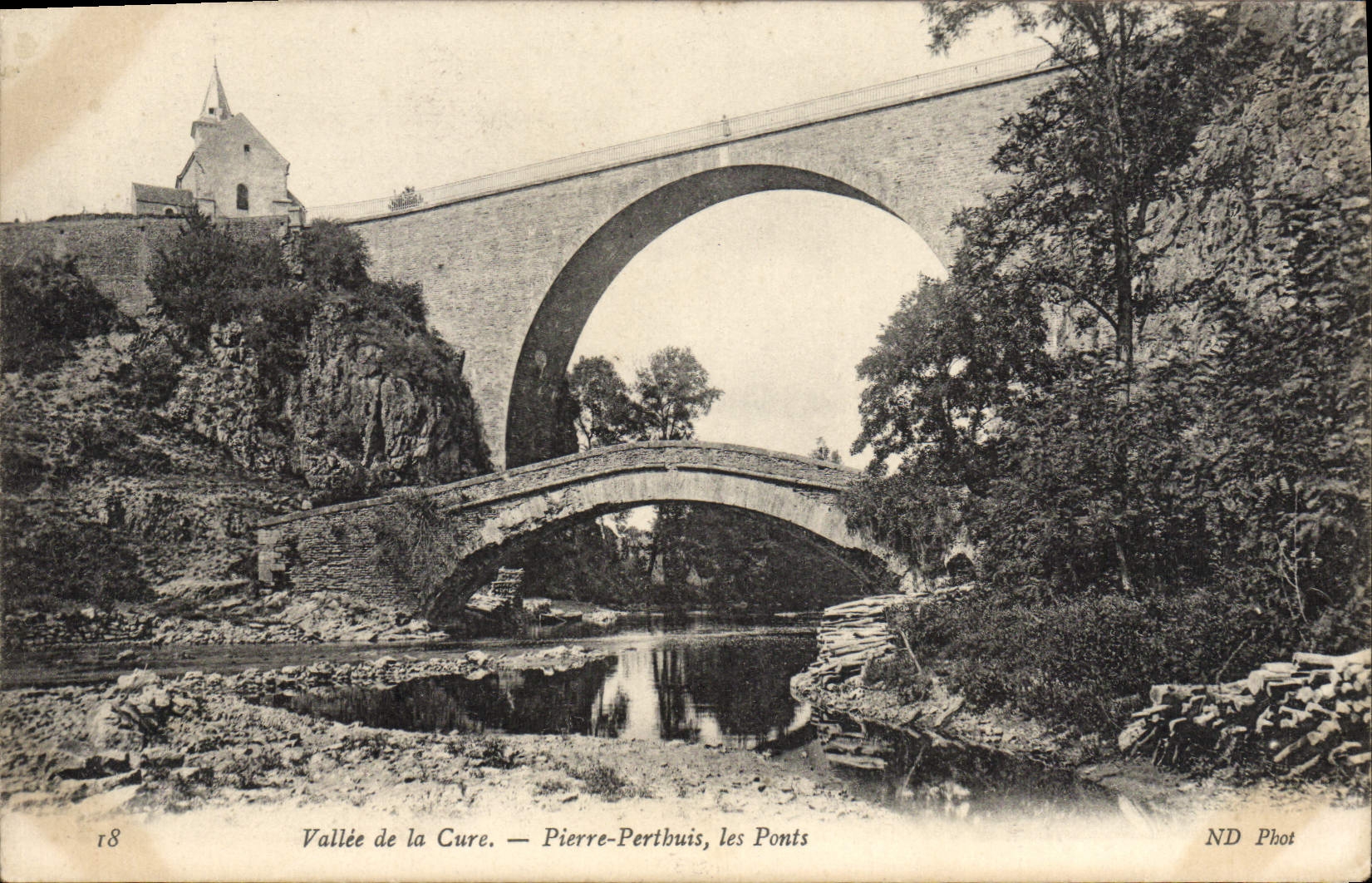 VINTAGE POSTCARD Valley Of the Cure Pierre Perthuis Bridges
