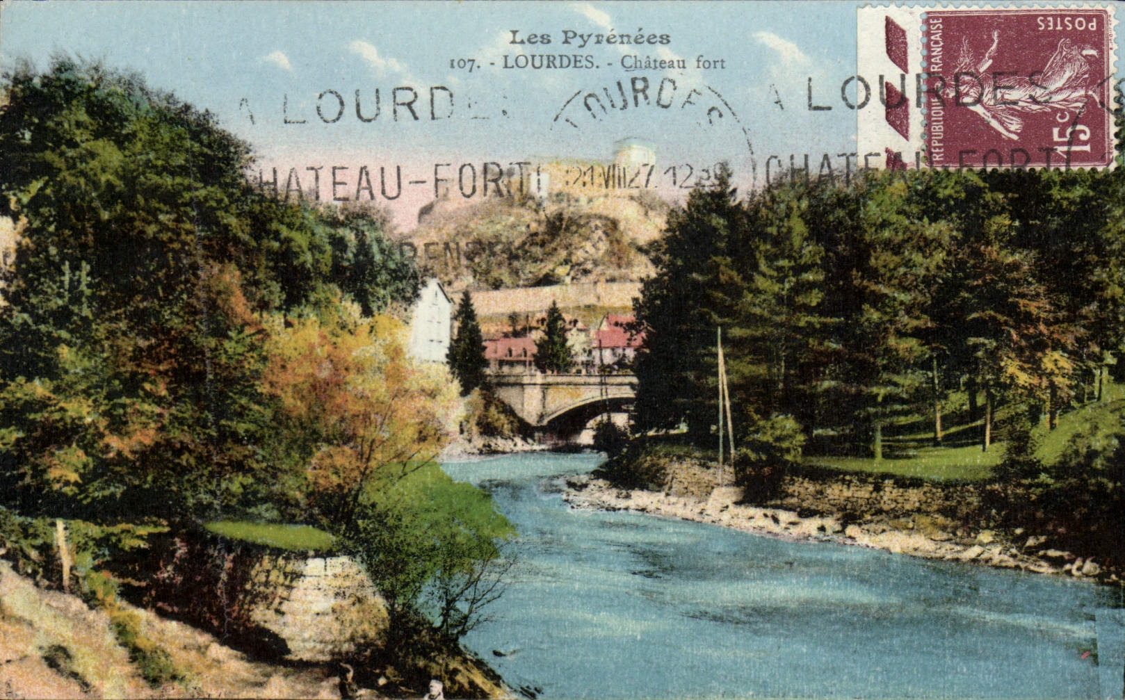 POSTAL de la VENDIMIA el castillo fuerte pesado de Pyrenees