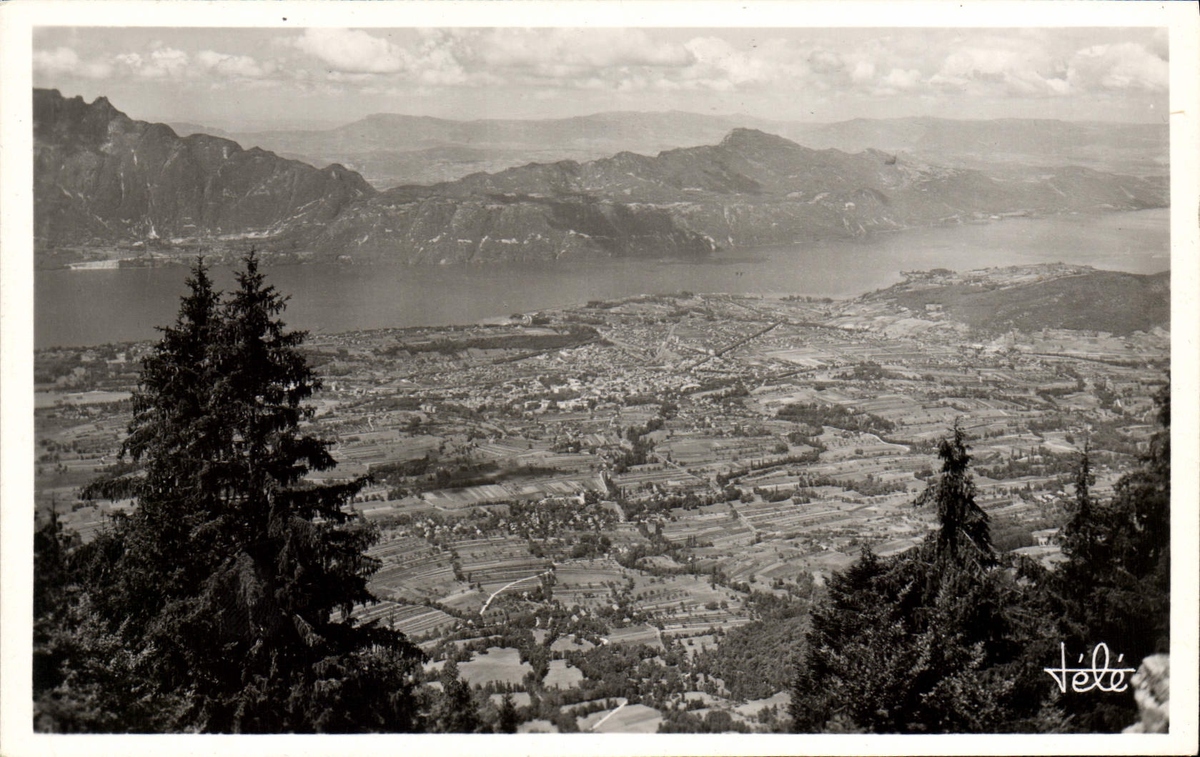 VINTAGE POSTCARD Aix Les Bains Panoramic View Taken Of the MT Revard