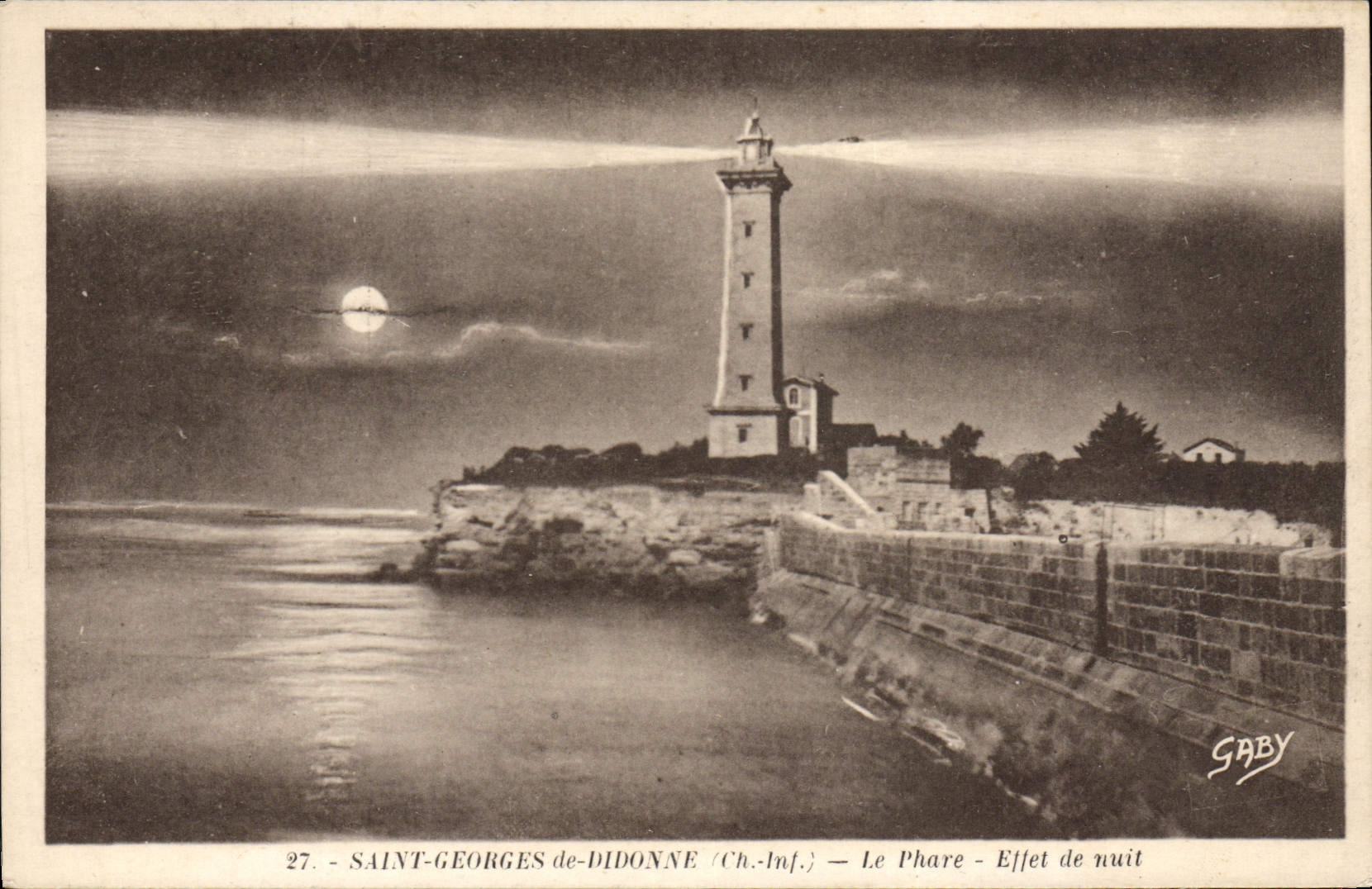 VINTAGE POSTCARD Holy Georges De Didonne the Lighthouse Night effect