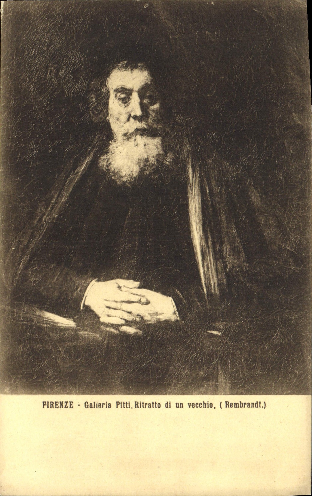 POSTAL Firenze Galierla Pitti Ritratto Di Vecchie Rembrandt de la VENDIMIA