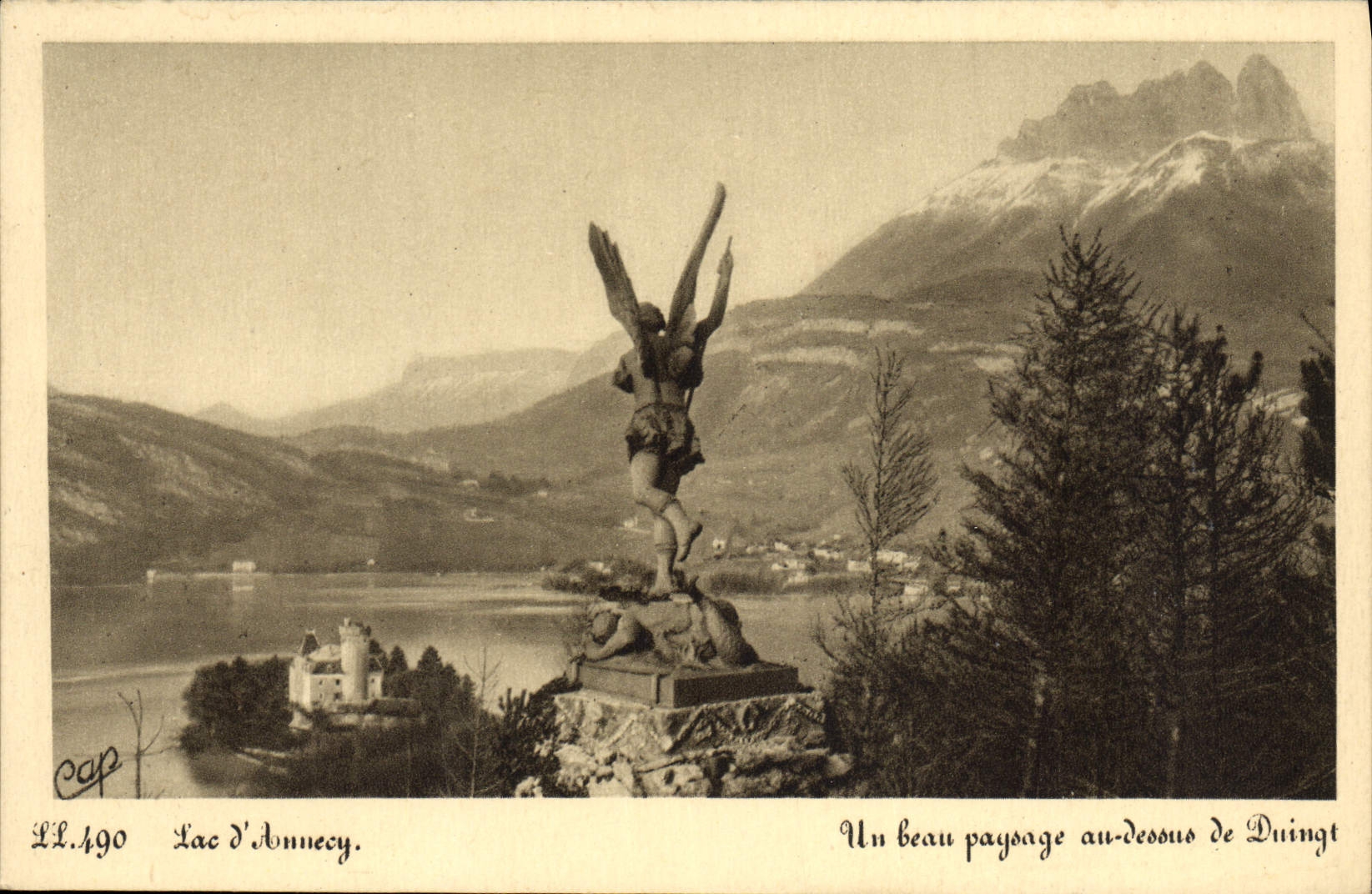 VINTAGE POSTCARD Annecy Lake a Beautiful Landscape With the Top of Duingt