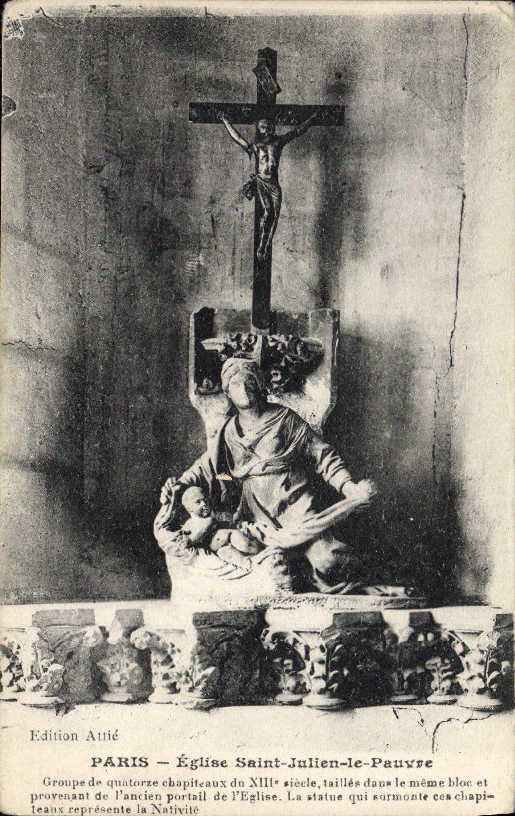 VINTAGE POSTCARD Paris Church Julien Saint the Poor one