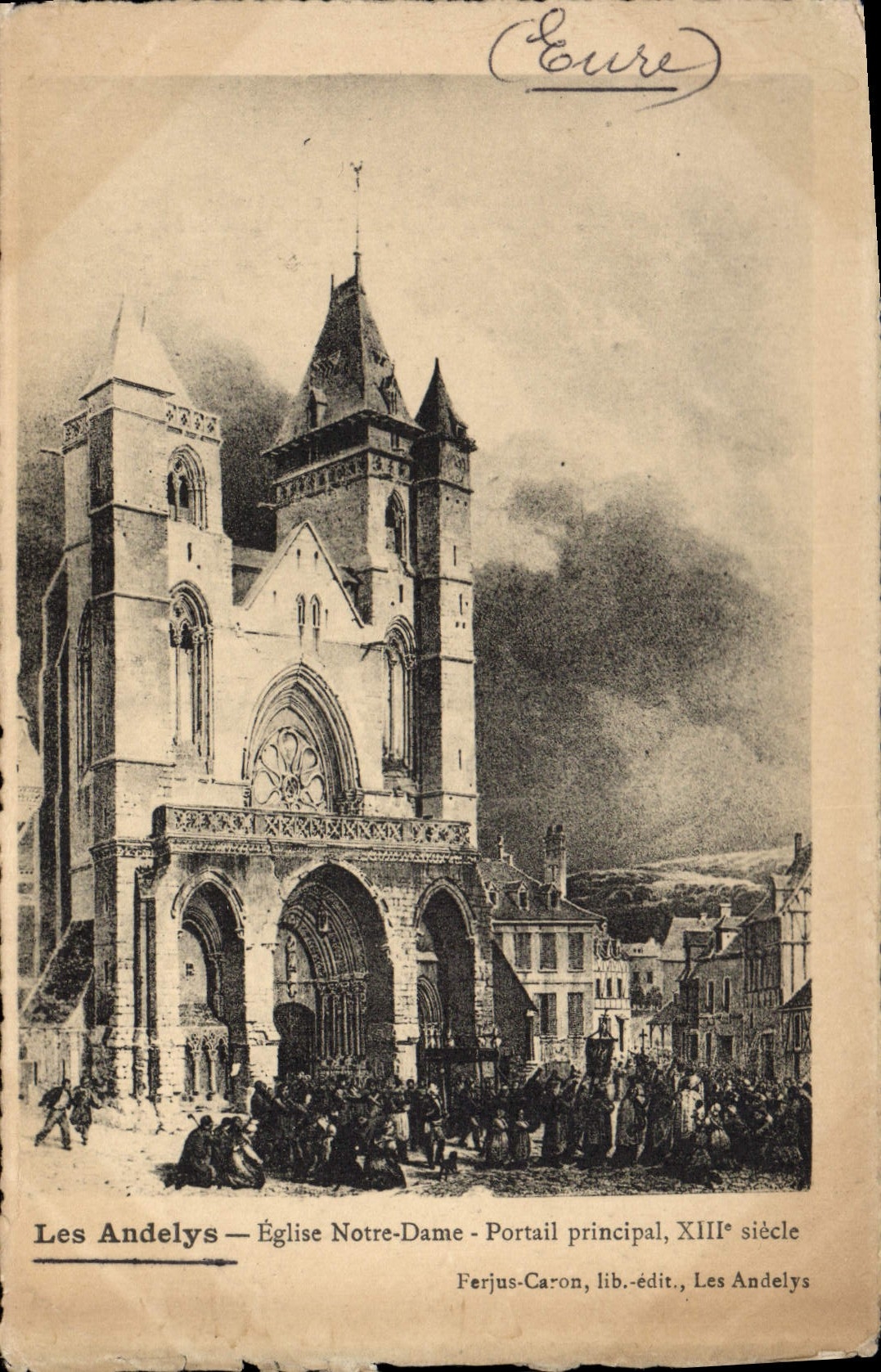 VINTAGE POSTCARD Andelys Church Notre Dame Principal Gate