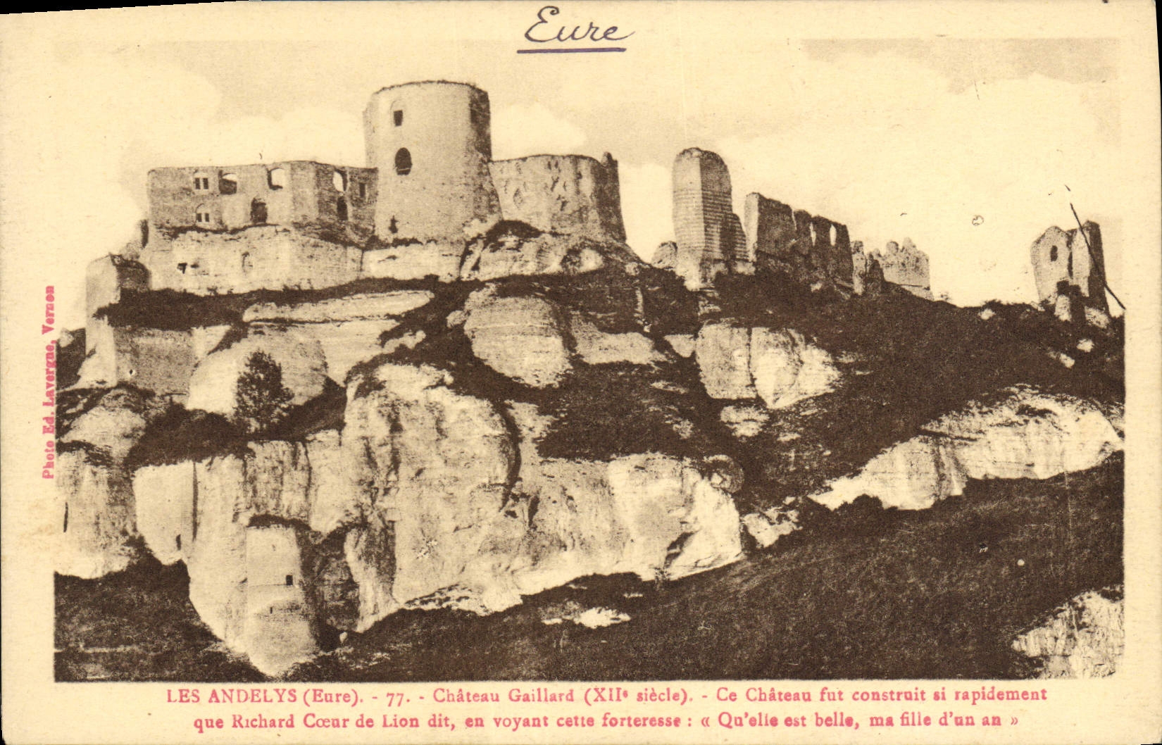 VINTAGE POSTCARD Andelys Strong Castle