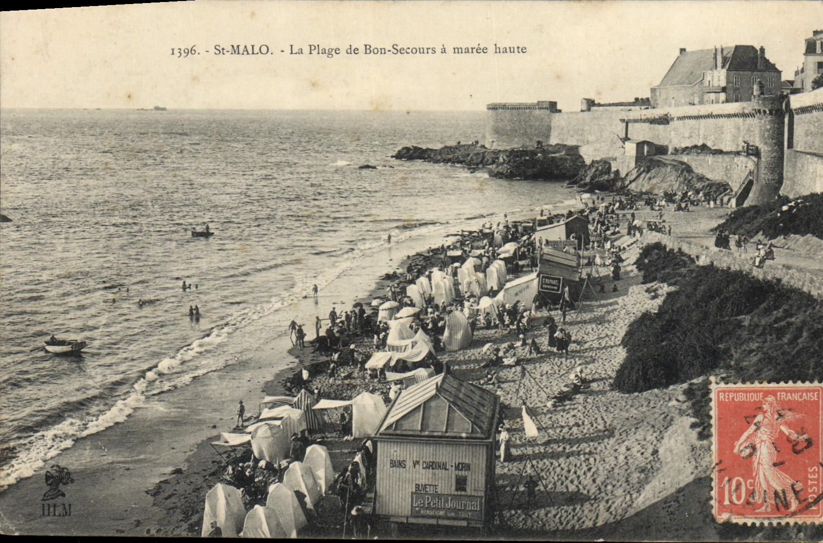 CPA St Malo La Plage De Bon Secours A Maree Haute
