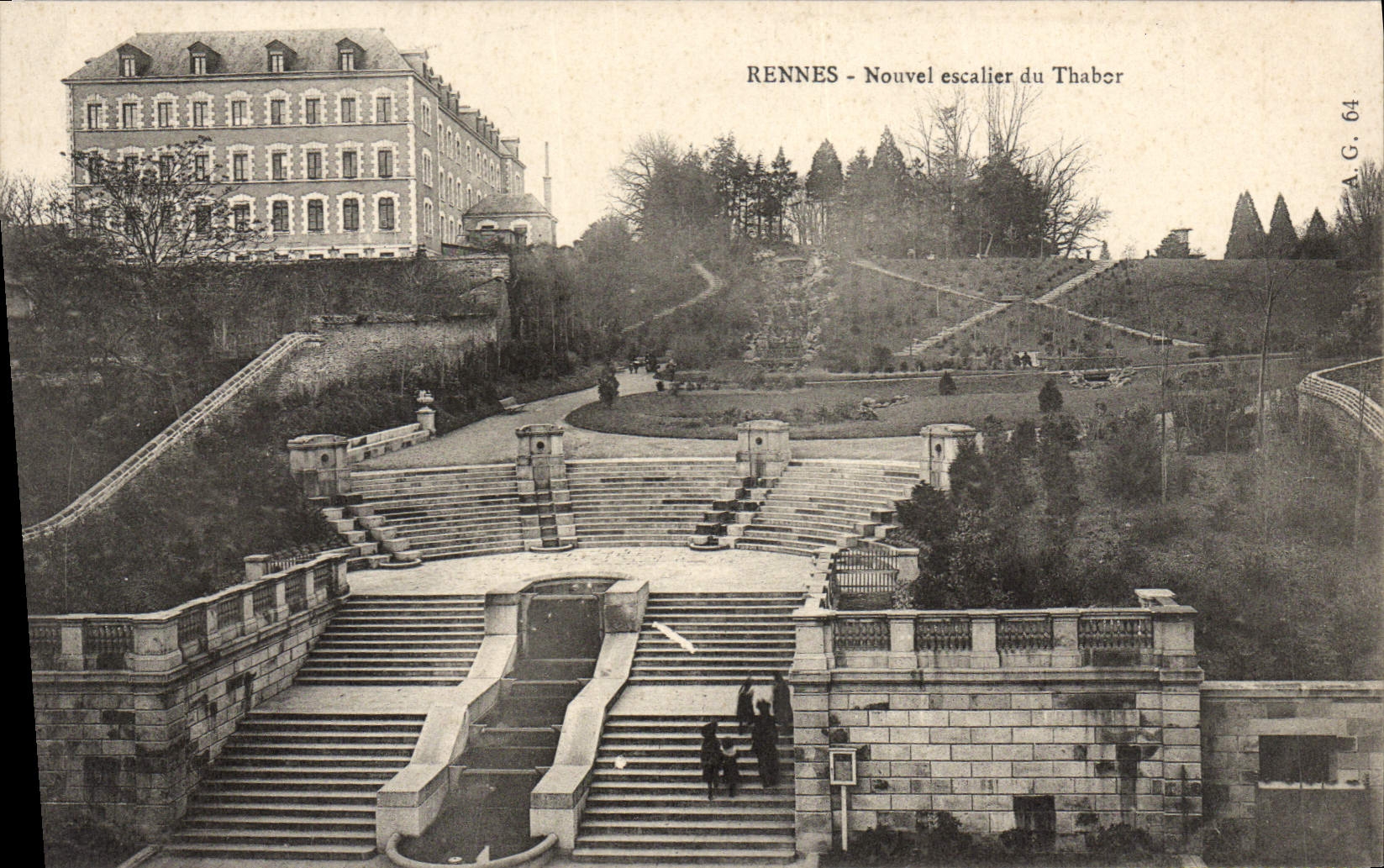 VINTAGE POSTCARD Rennes New Staircase Of Thabor