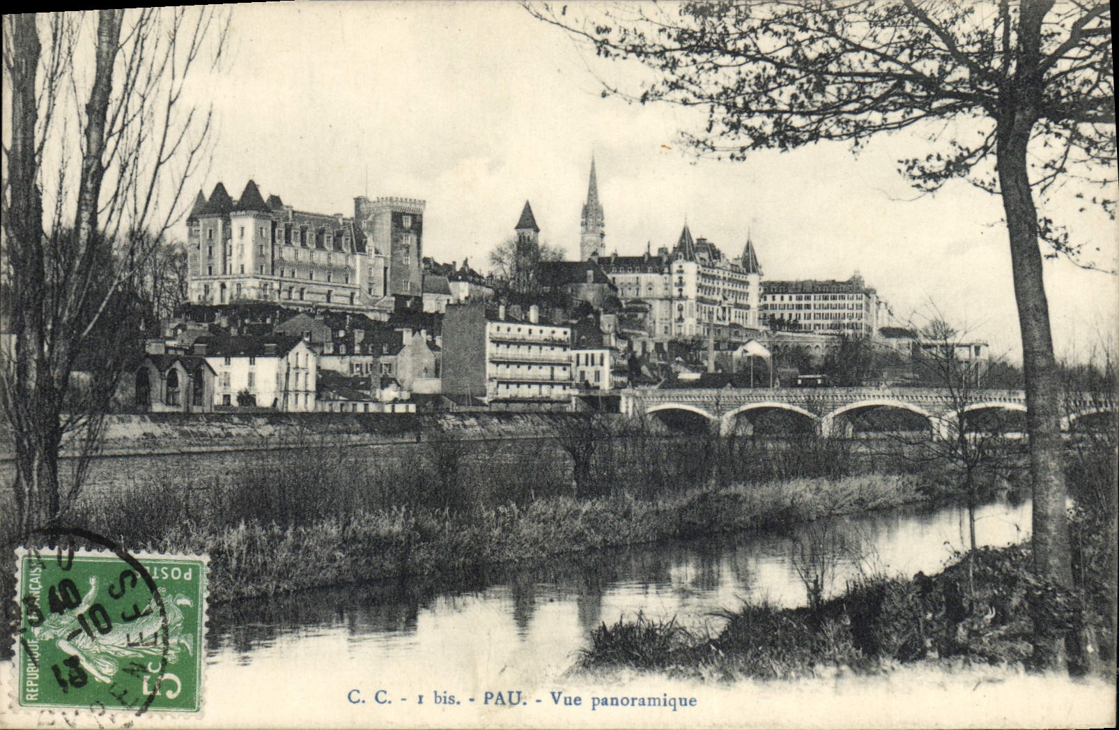 Opinión panorámica de Pau de la POSTAL de la VENDIMIA