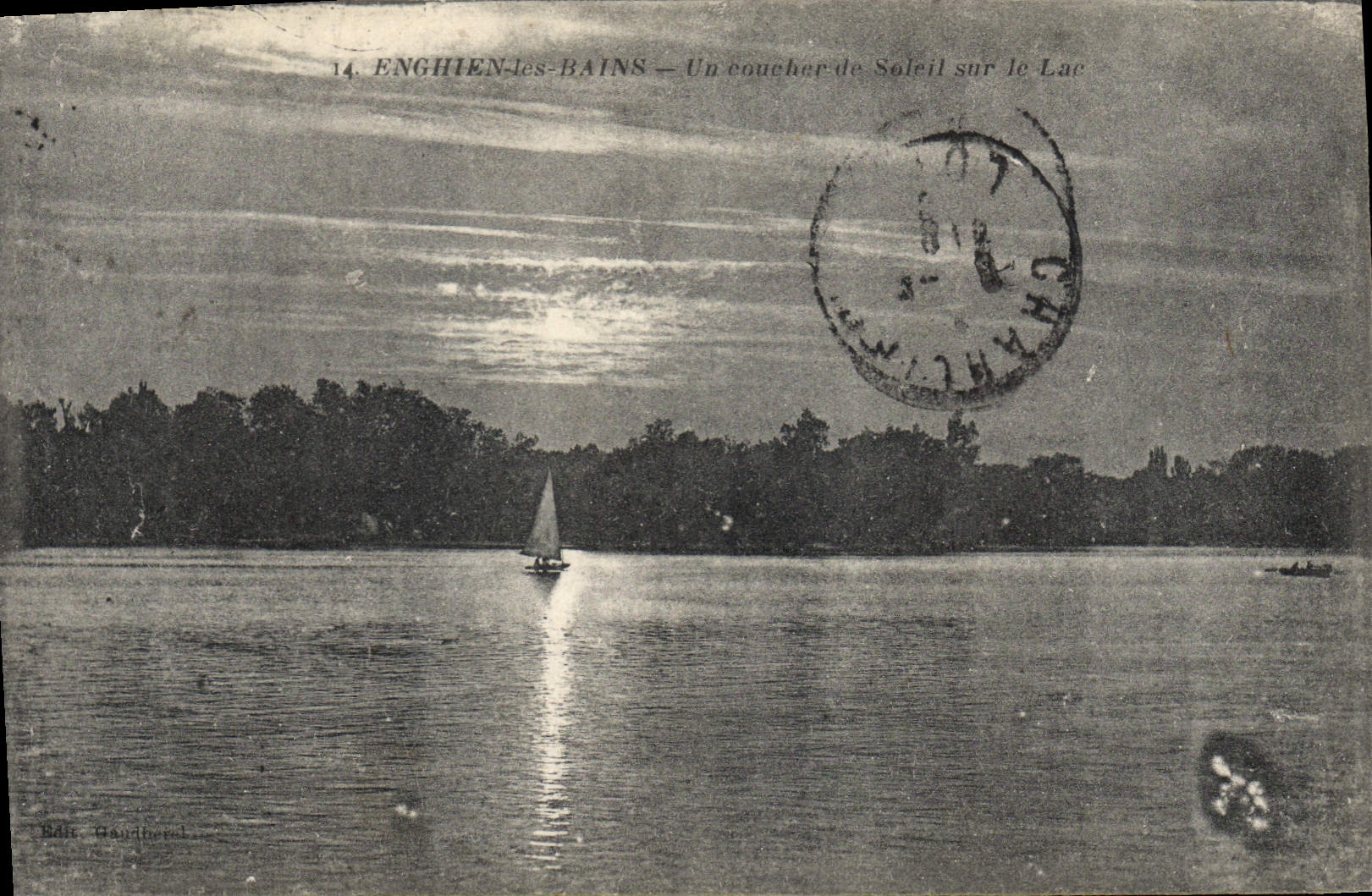 CPA Enghien Les Bains Un Coucher De soleil sur le lac