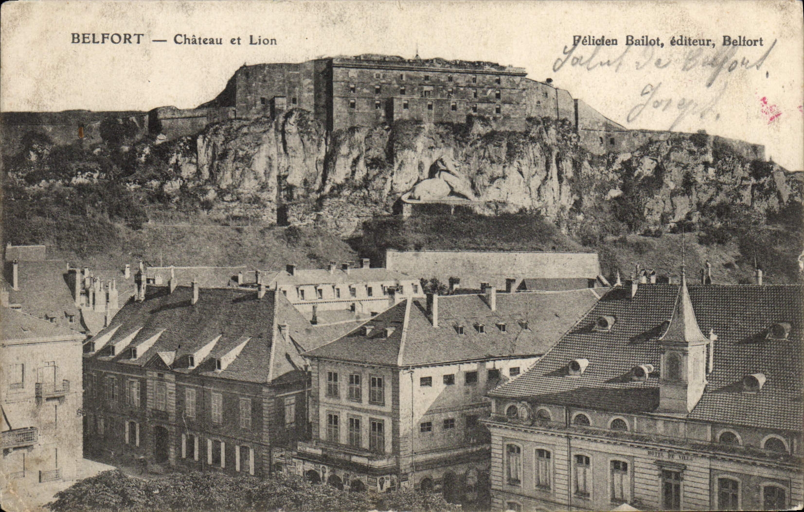 VINTAGE POSTCARD Belfort Castle And Lion