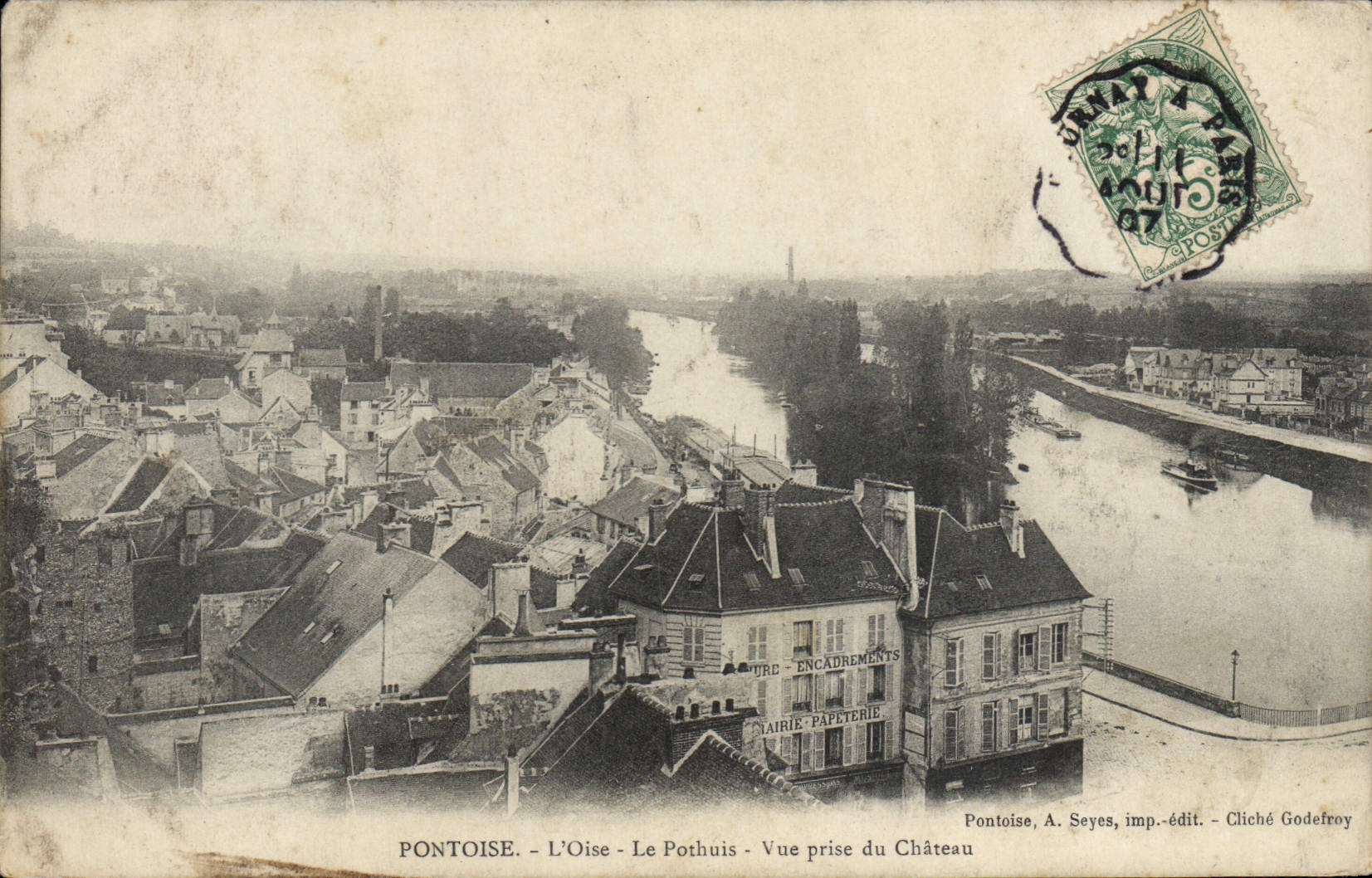 VINTAGE POSTCARD Pontoise Oise Pothuis Seen from Of the Castle