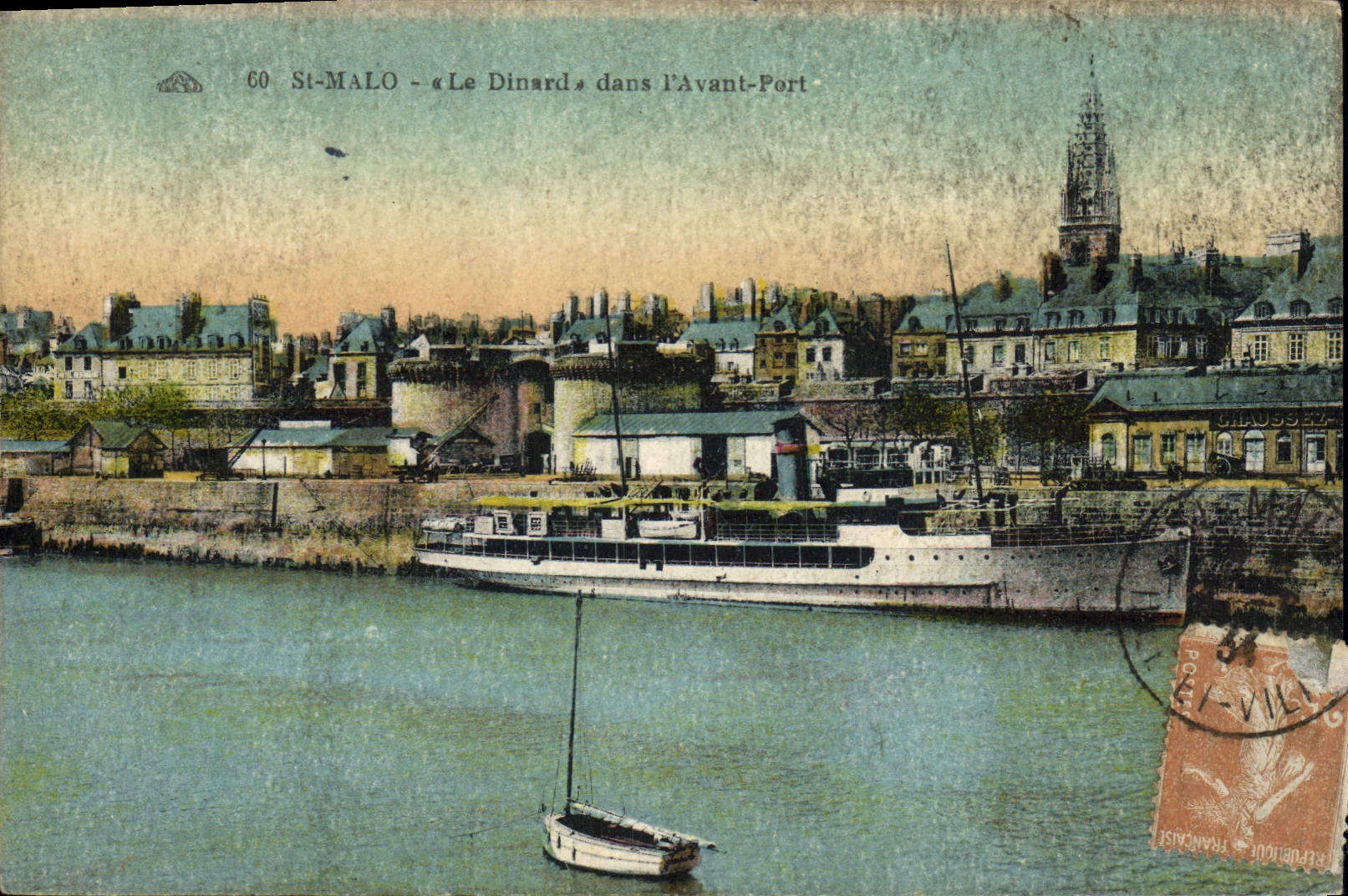St Malo Dinard de la POSTAL de la VENDIMIA en I antes del barco portuario