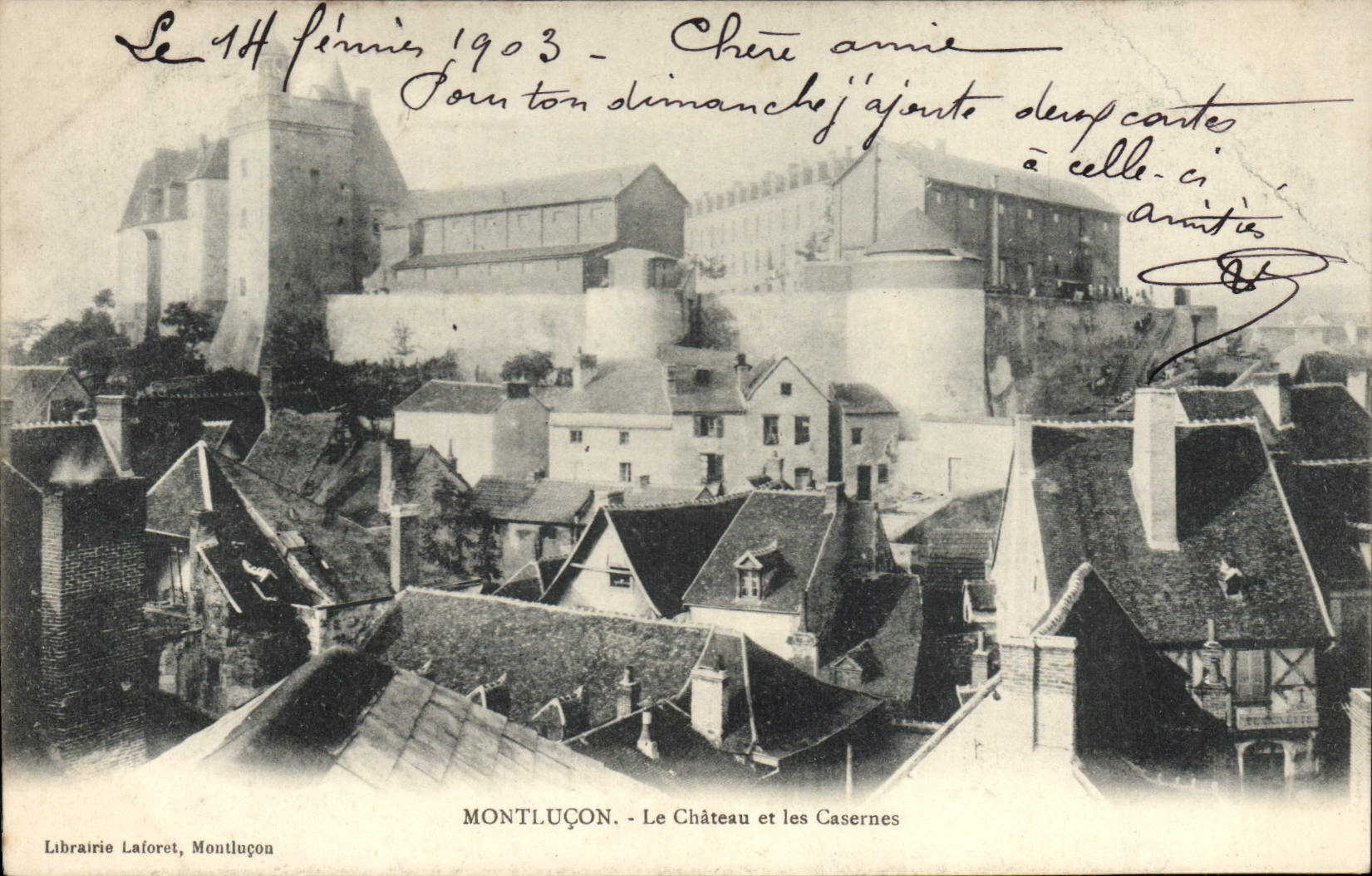 VINTAGE POSTCARD Montlucon the Castle And Barracks