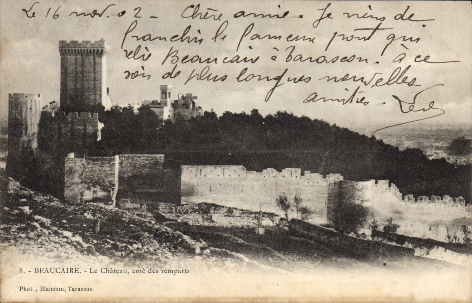 VINTAGE POSTCARD Beaucaire the Castle Dimensions Walls