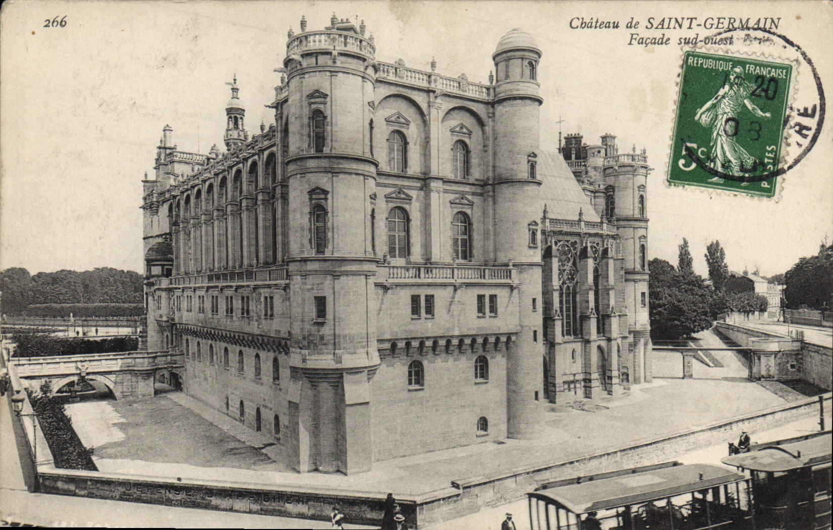 CPA Chateau De Saint Germain Facade Sud Ouest Train Tramway