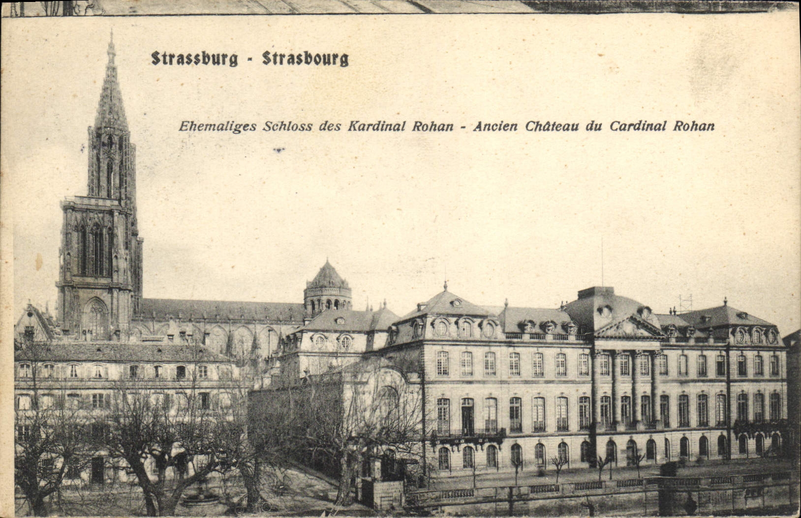 Castillo viejo de Estrasburgo de la POSTAL de la VENDIMIA del cardenal de Rohan