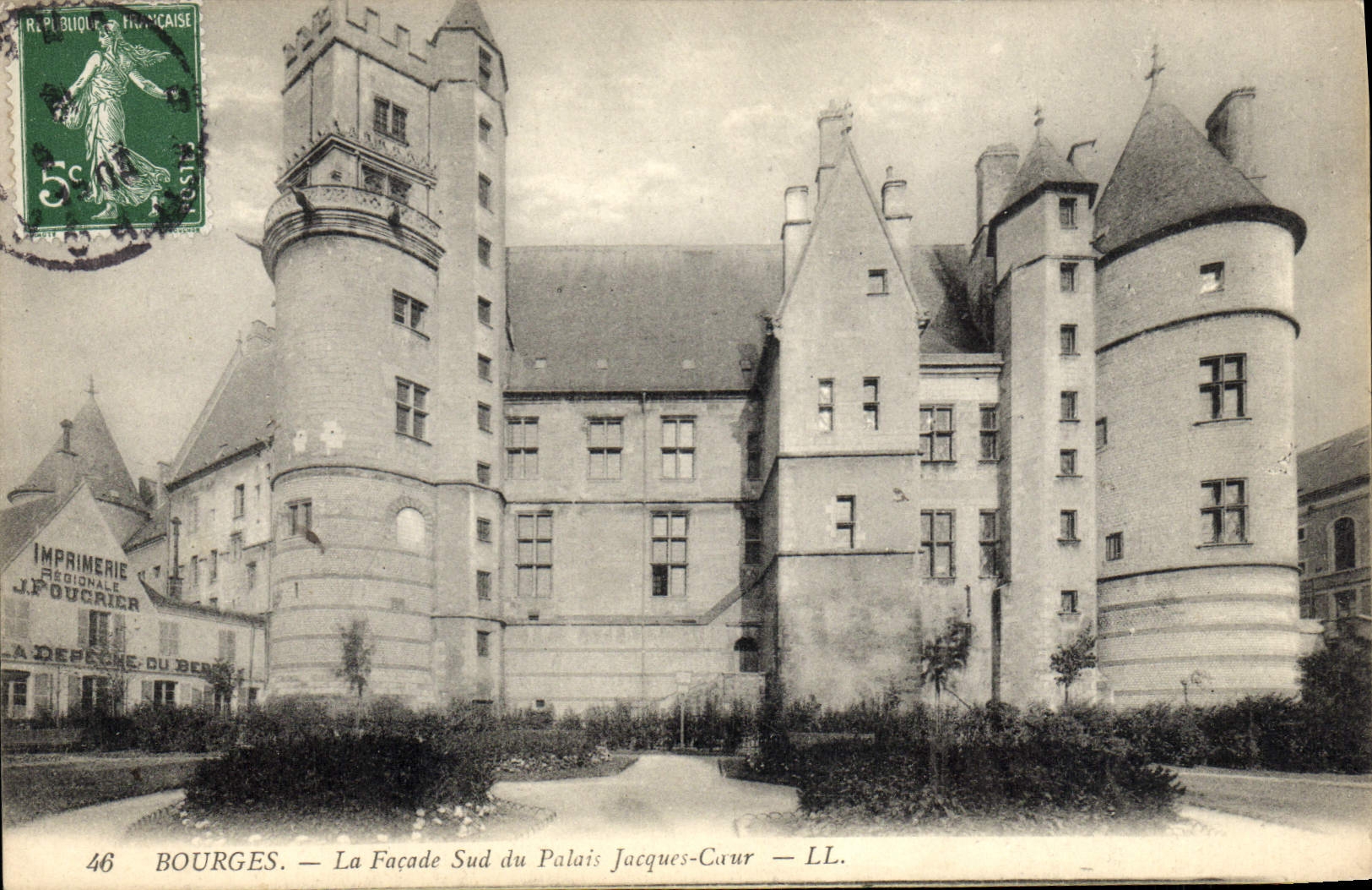 POSTAL Bourges de la VENDIMIA el ataque frontal meridional del paladar Jacoues Caur