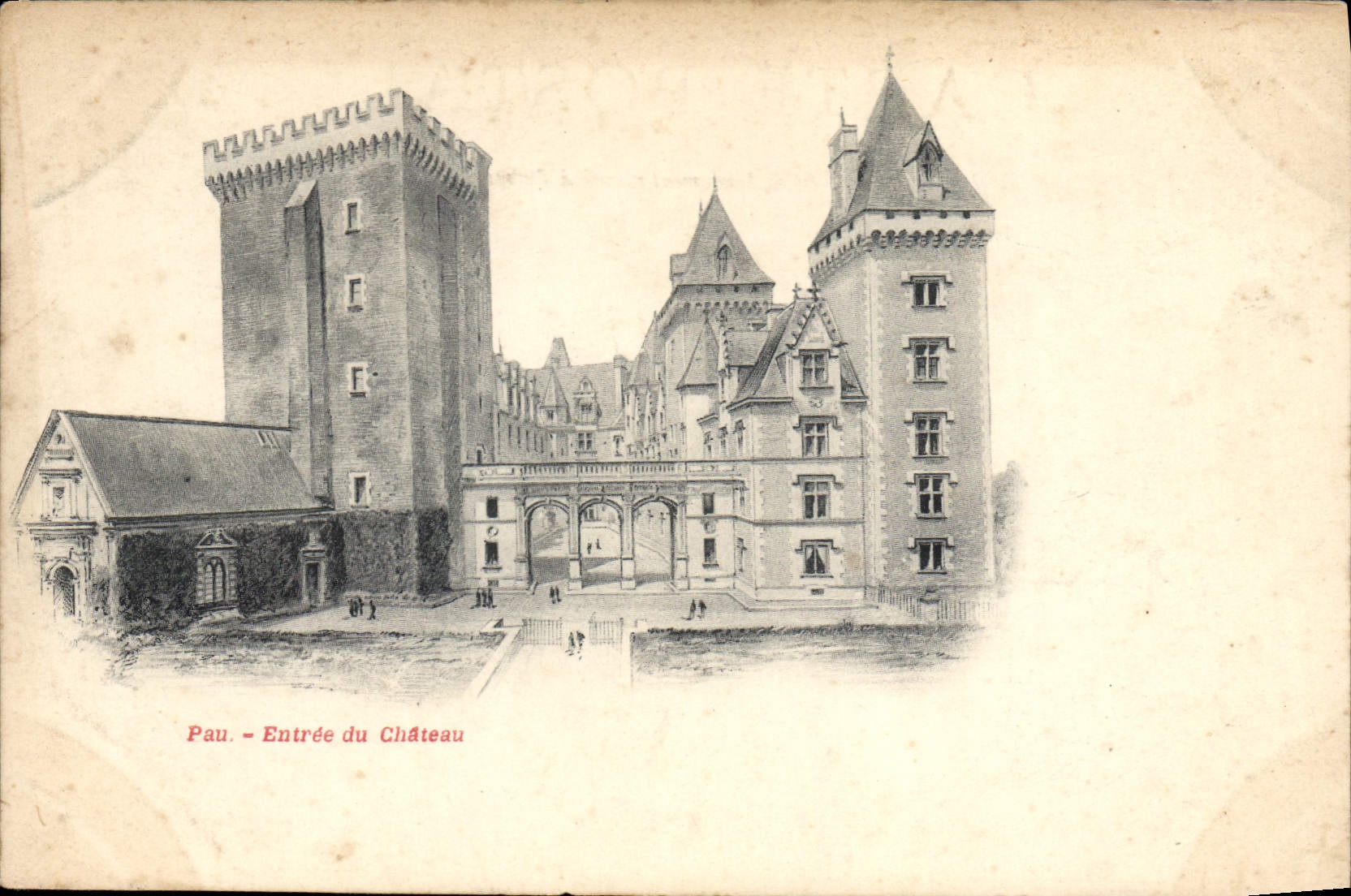 POSTAL Pau de la VENDIMIA entrada del castillo