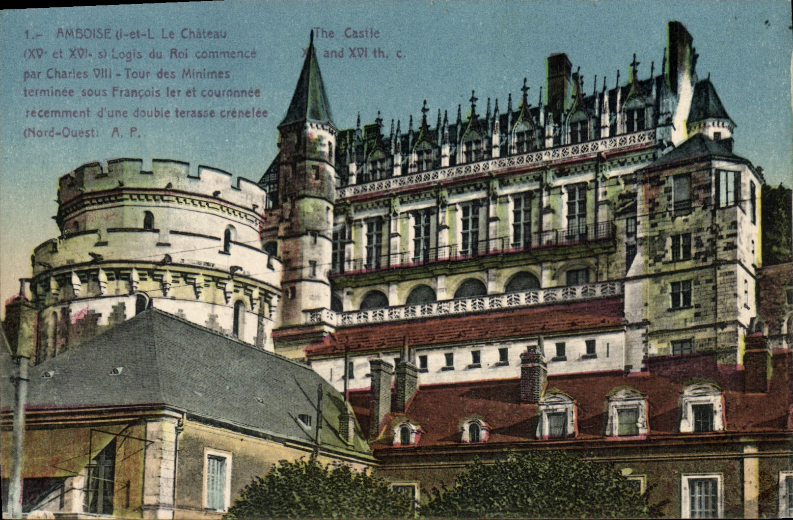 VINTAGE POSTCARD Amboise Of And the Castle