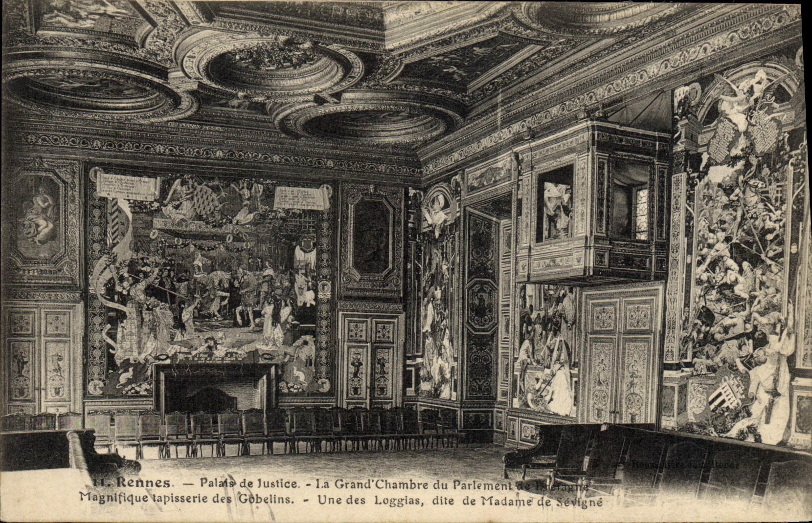 CPA Rennes Palair De Justice La Grand Chambre Du Parlement de Bretagne Magnifique tapisserie des Gobelins