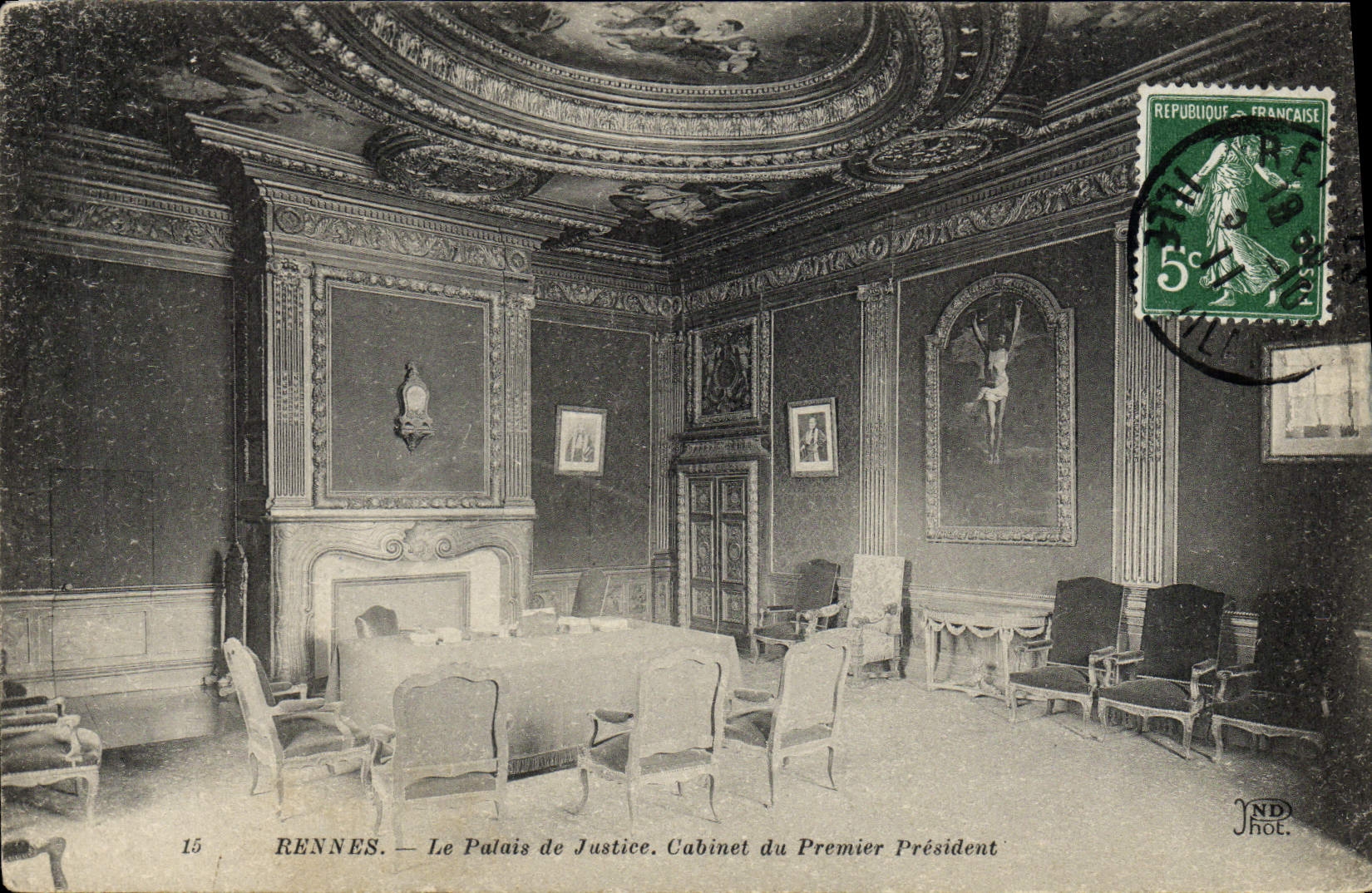 VINTAGE POSTCARD Rennes Law courts Cabinet Of the First President