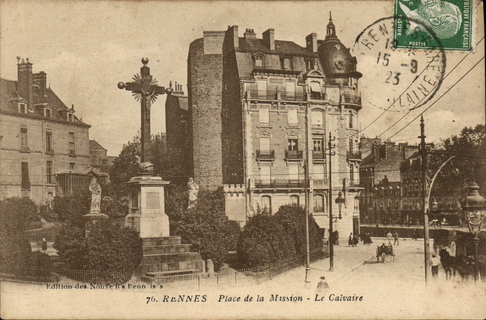 VINTAGE POSTCARD Rennes Places Mission the Martyrdom