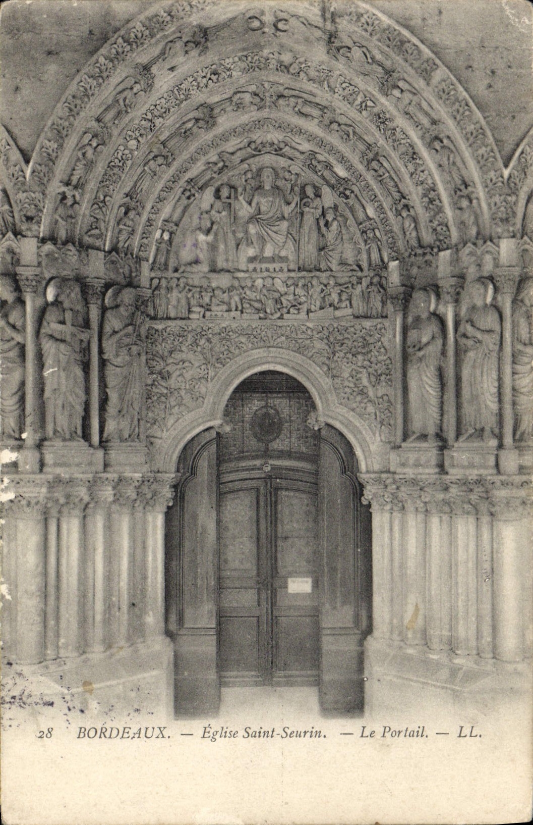 Iglesia Seurin de Burdeos de la POSTAL de la VENDIMIA Saint la puerta
