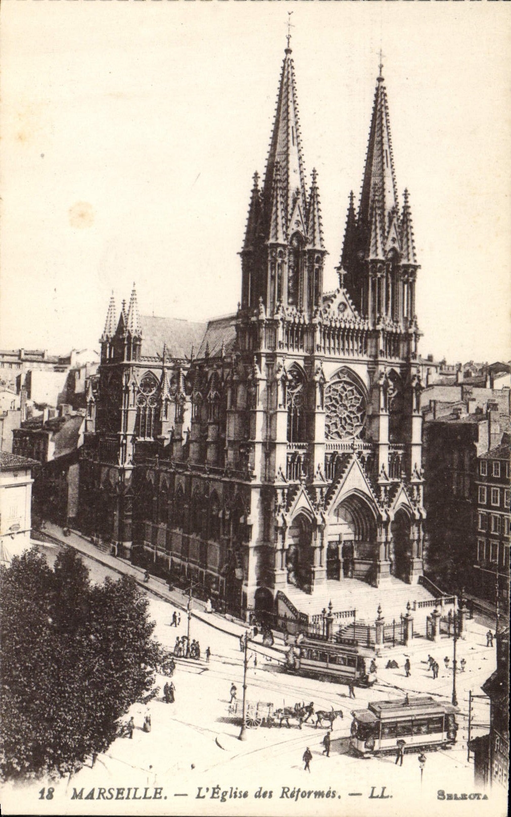 CPA Marseille L'Eglise Des Reformes Tramway