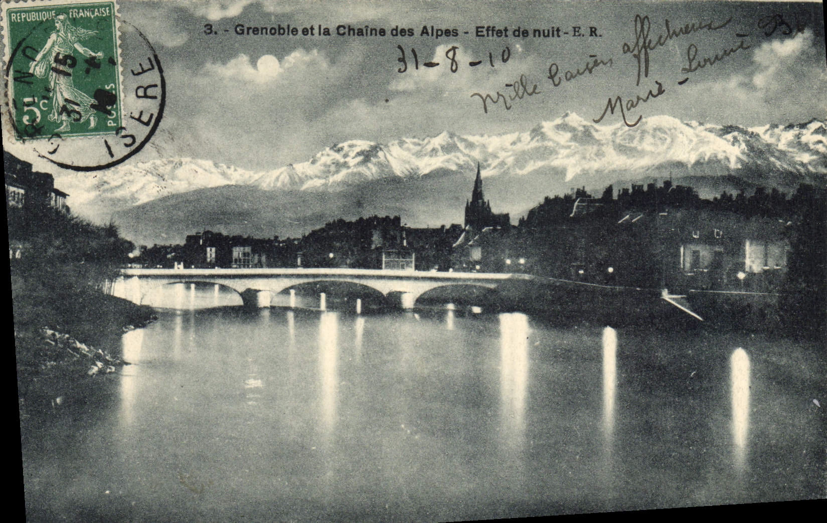 CPA Grenoble Et La Chaine Des Alpes Effet De Nuit